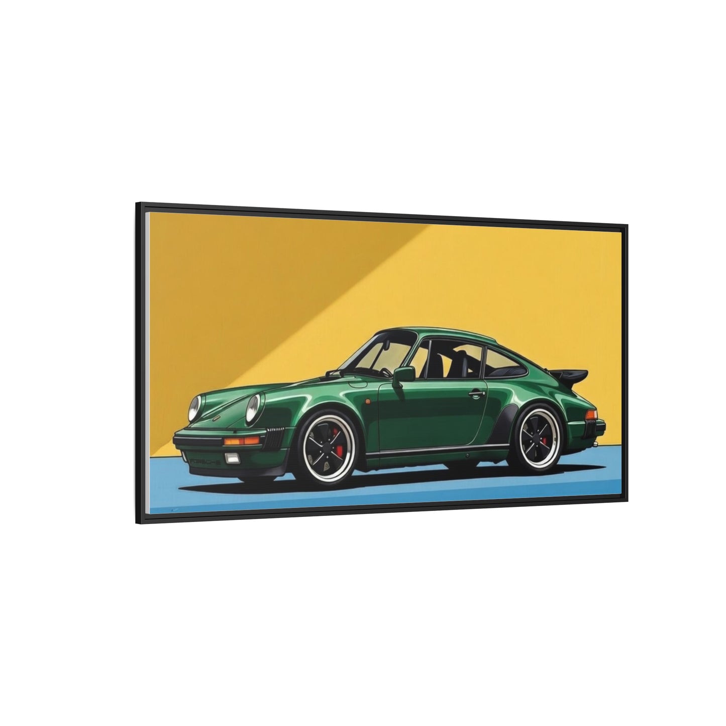 Framed Matte Canvas — Green Sports Car Wall Art