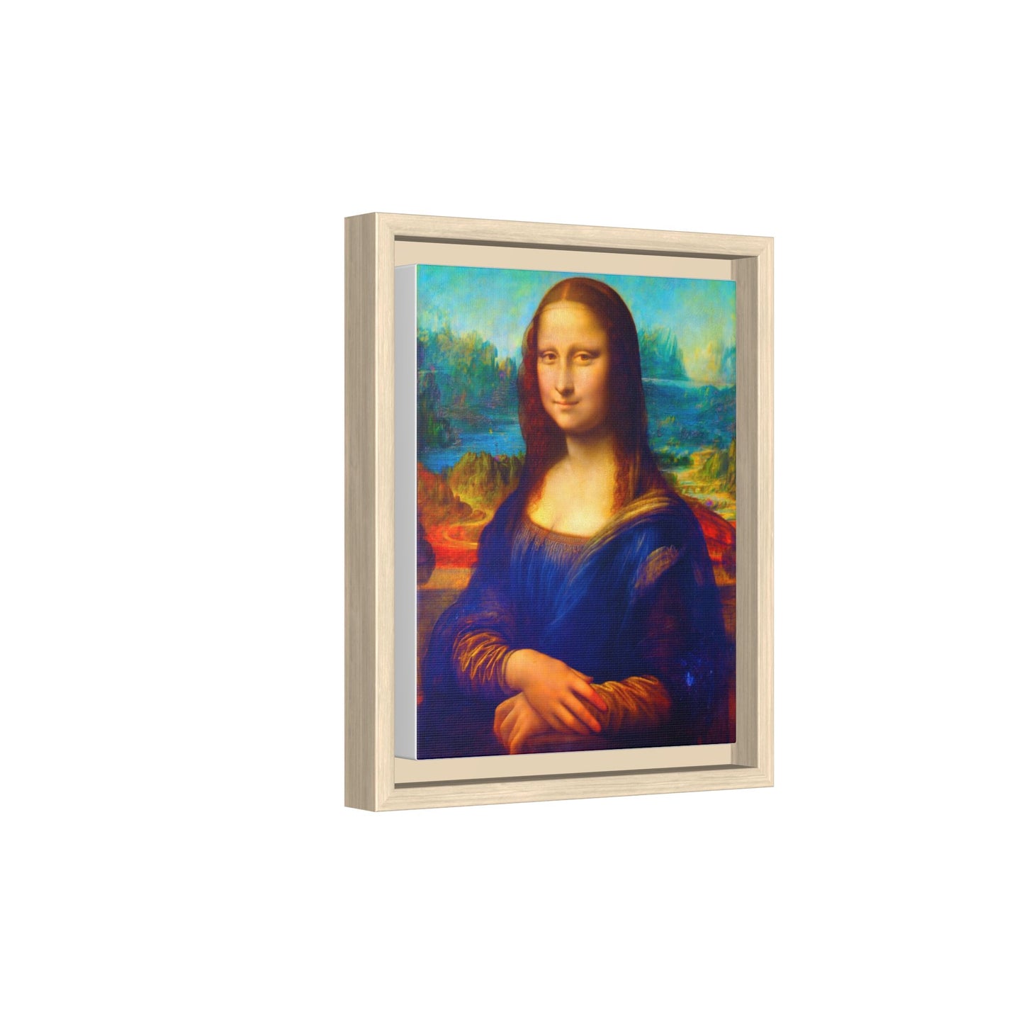 Framed Matte Canvas Print — Colorful Mona Lisa Wall Art