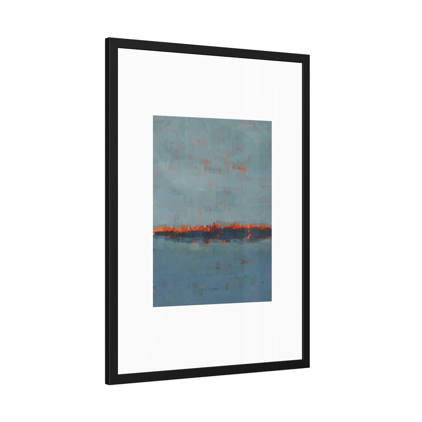 Abstract Seaside Framed Poster — Blue & Copper Minimalist Wall Art