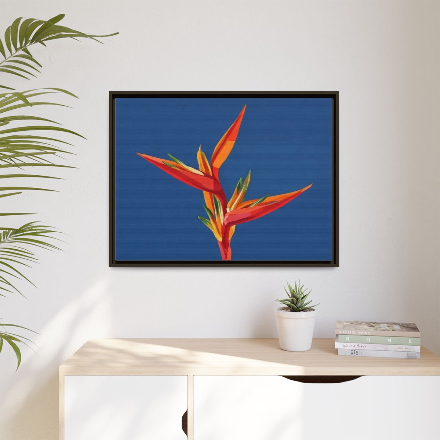 Framed Matte Canvas – Tropical Bird of Paradise Floral Wall Art