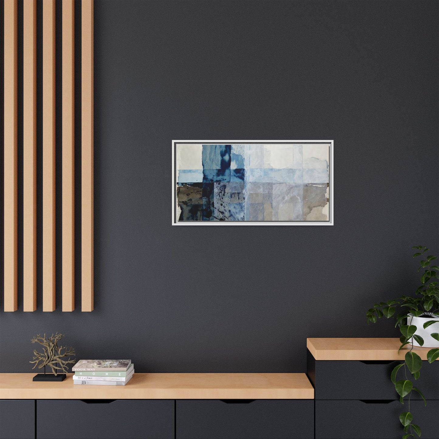Abstract Coastal Blue Framed Canvas Art