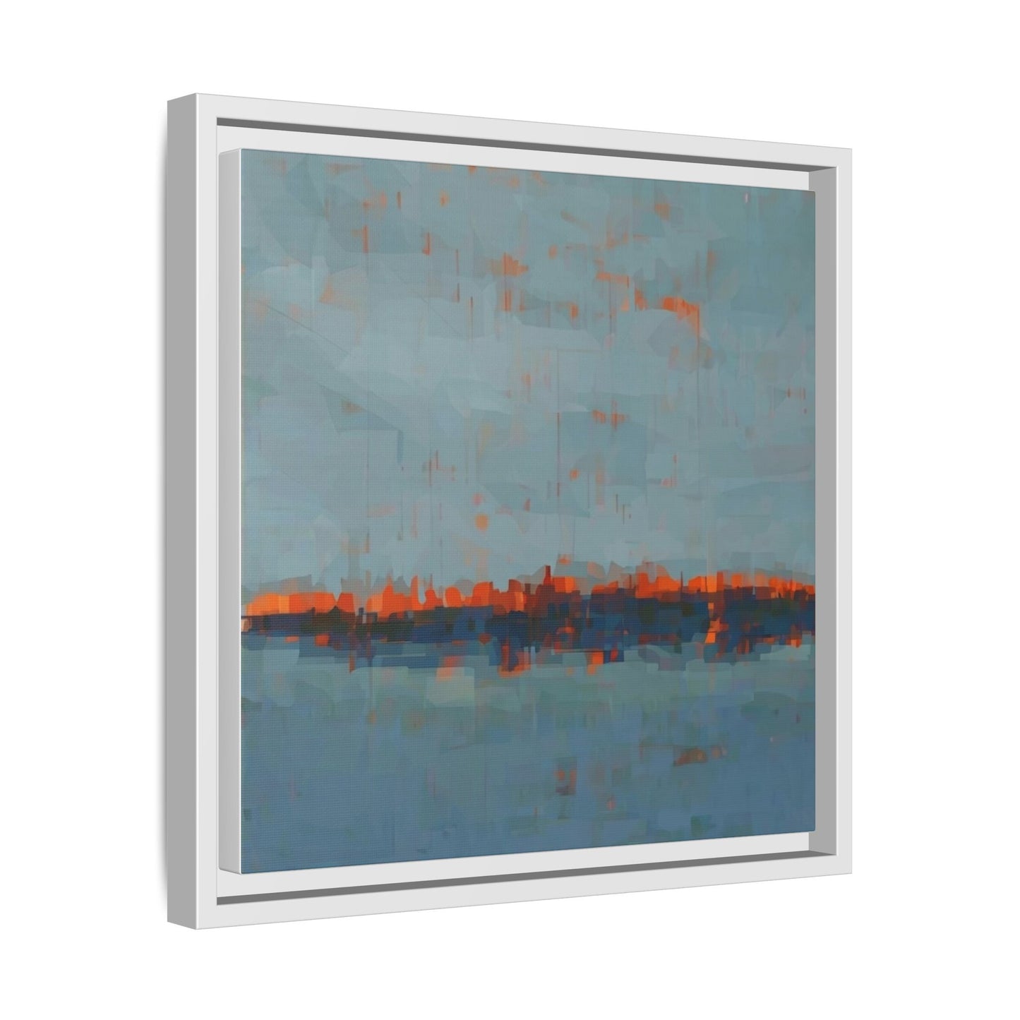 Framed Canvas Art — Teal & Orange Abstract Seascape