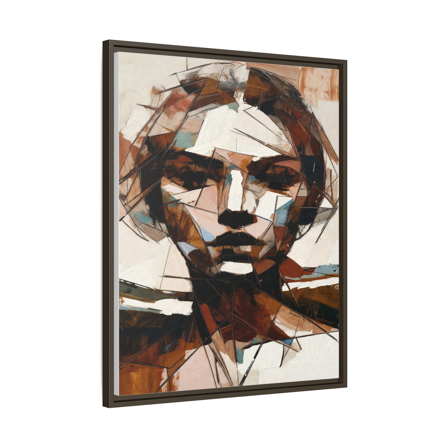 Abstract Woman Portrait Matte Canvas Framed — Geometric Multi-Color Wall Art