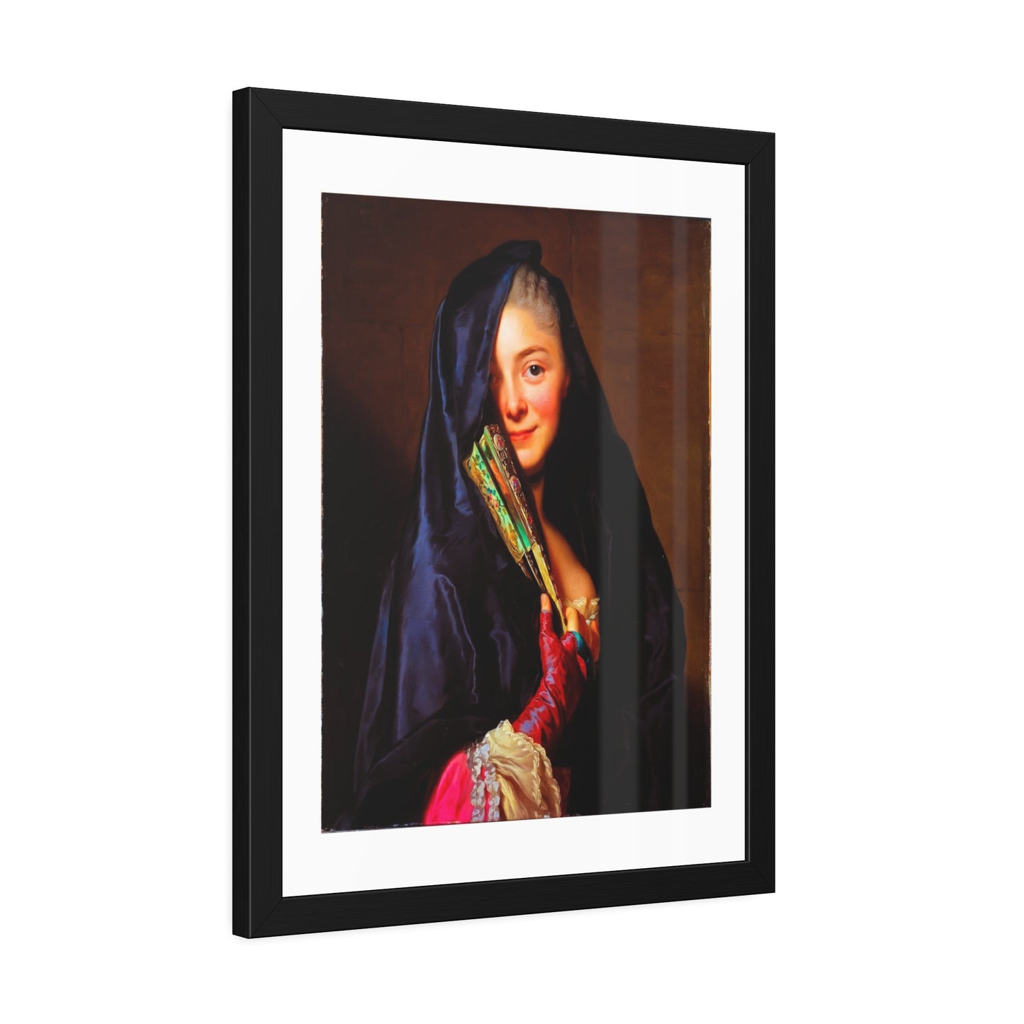 Framed Art Print — Woman with Fan Vintage Portrait Poster