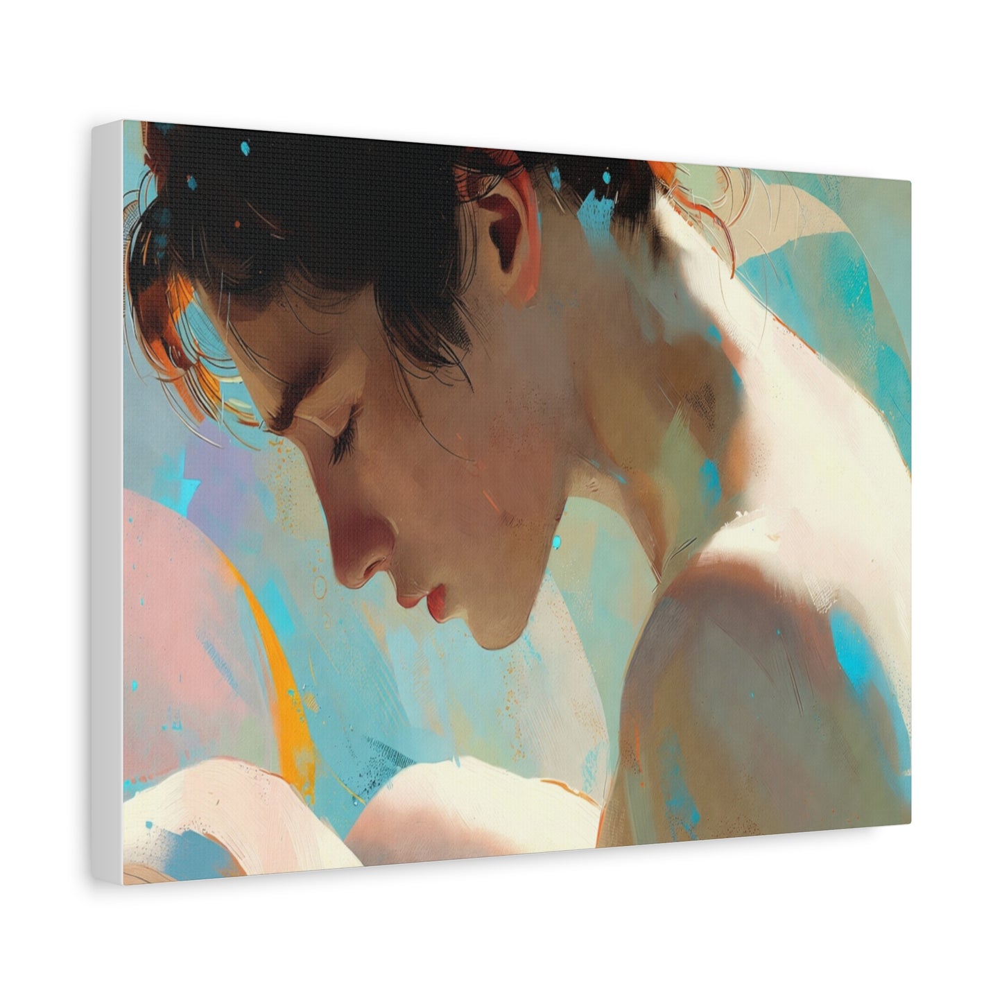 Dreamy Portrait Matte Canvas Print — Serene Female Profile Wall Art, Stretched 1.25"