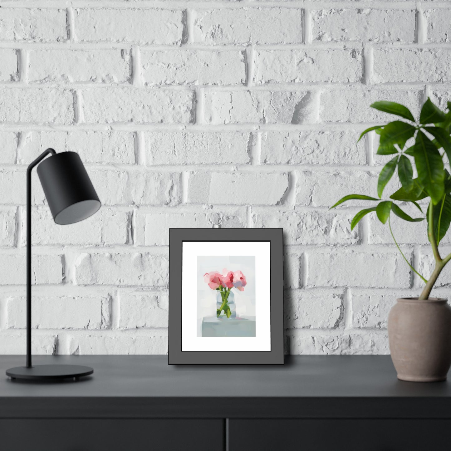 Framed Poster — Pink Floral Still Life Art Print (Modern Minimal)