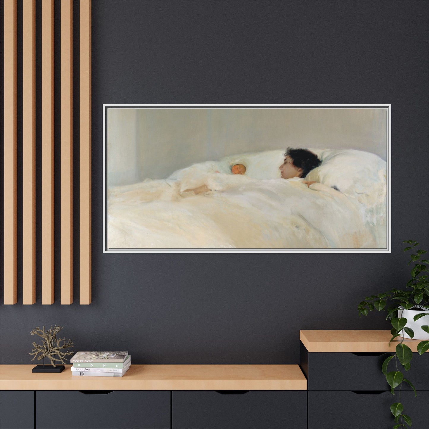 Mother by Joaquin Sorolla y Bastida Framed Matte Canvas Wall Art Print