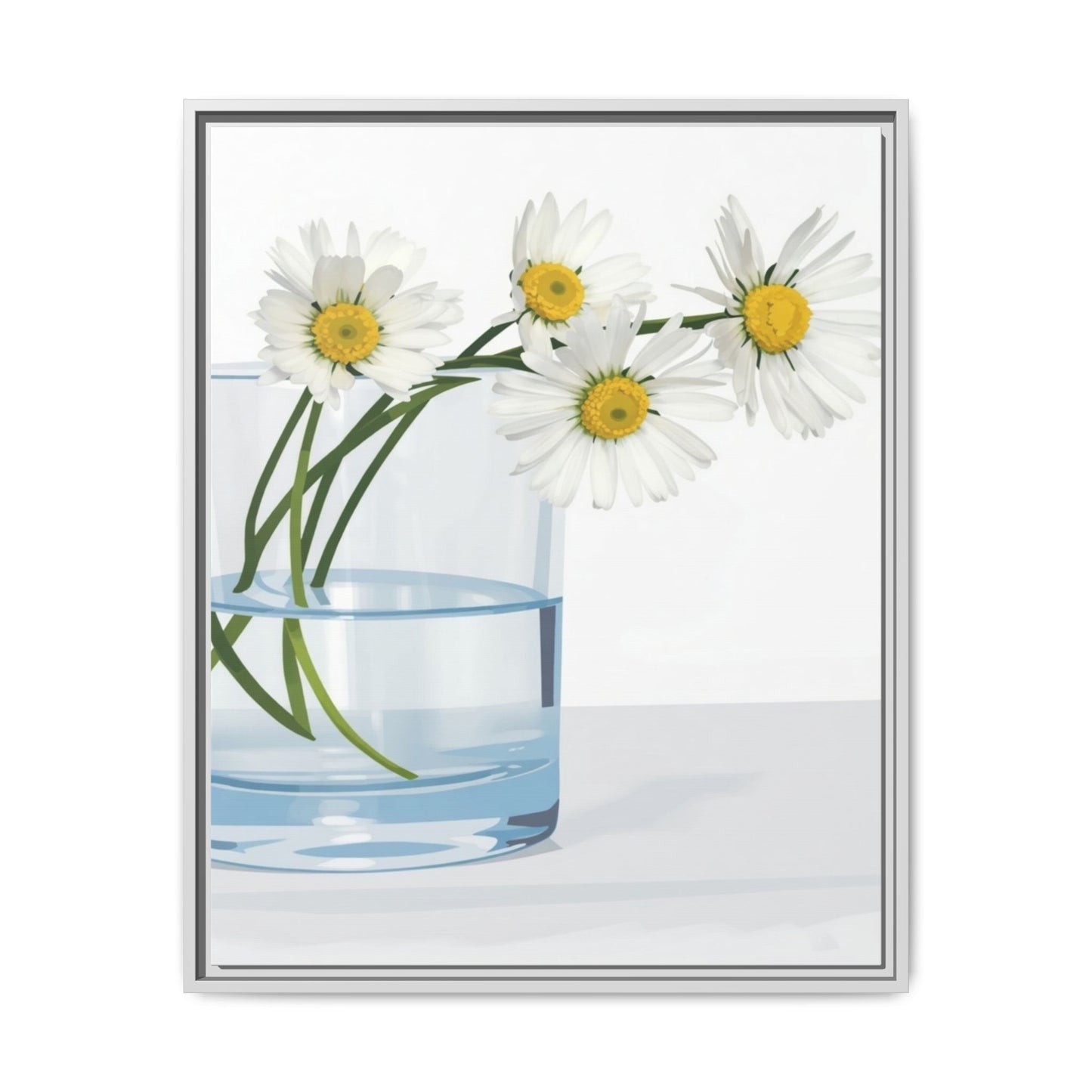 Framed Daisy Canvas Print — Minimal Botanical Wall Art