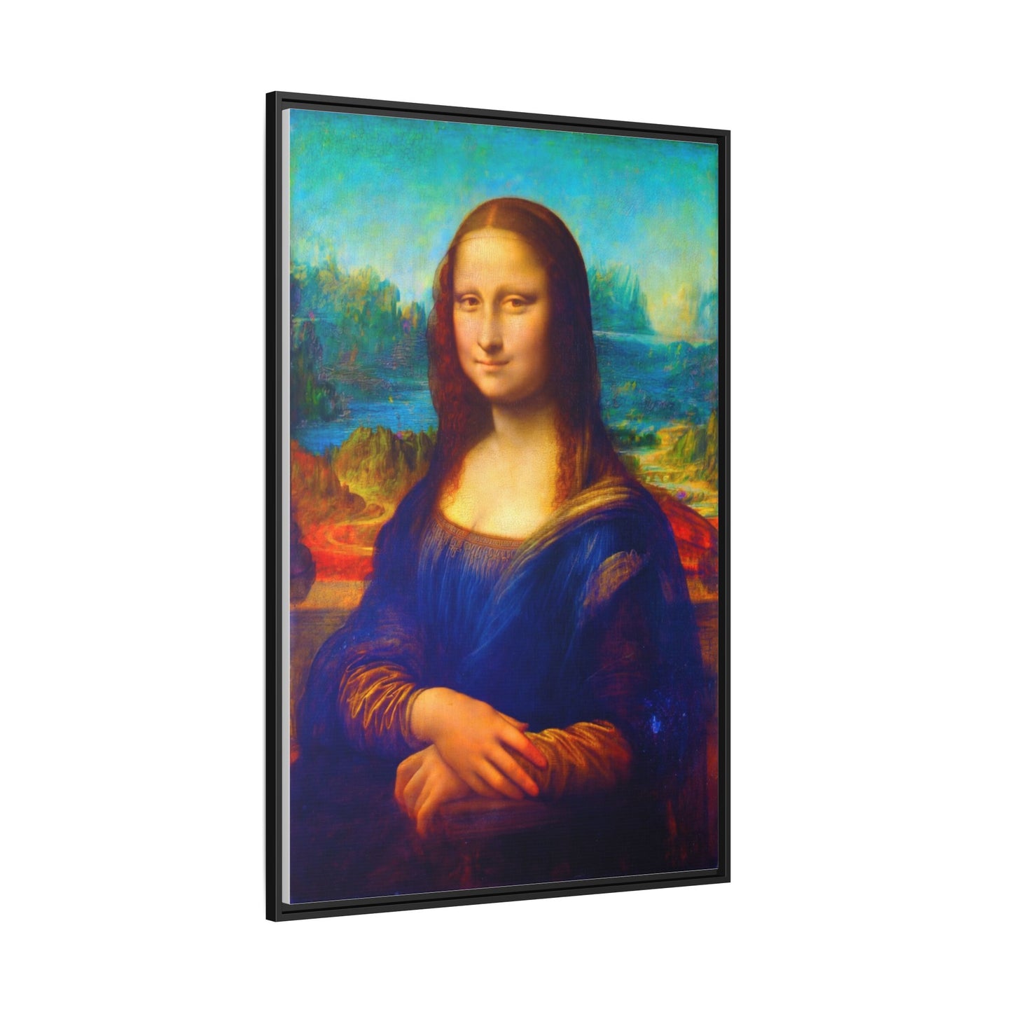 Framed Matte Canvas Print — Colorful Mona Lisa Wall Art