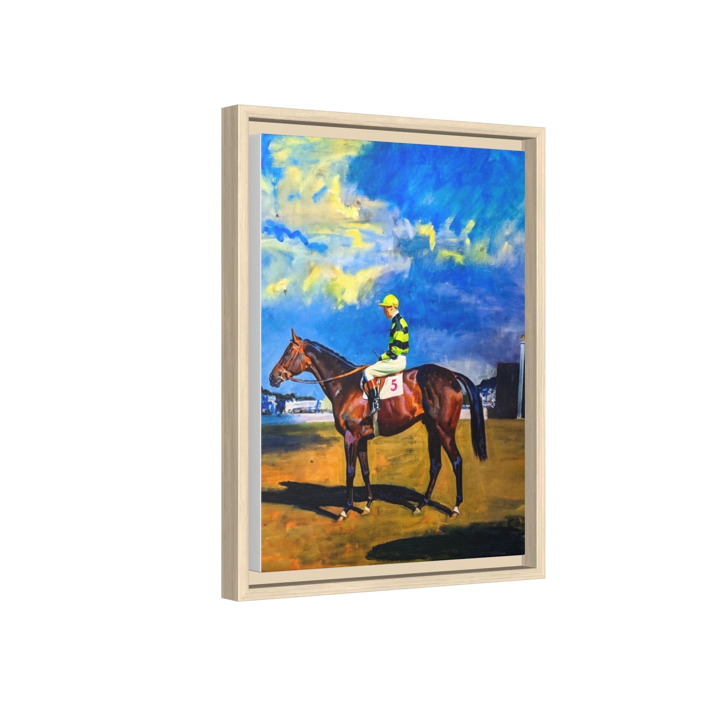 Framed Matte Canvas — Jockey on Racehorse Vintage Equestrian Wall Art