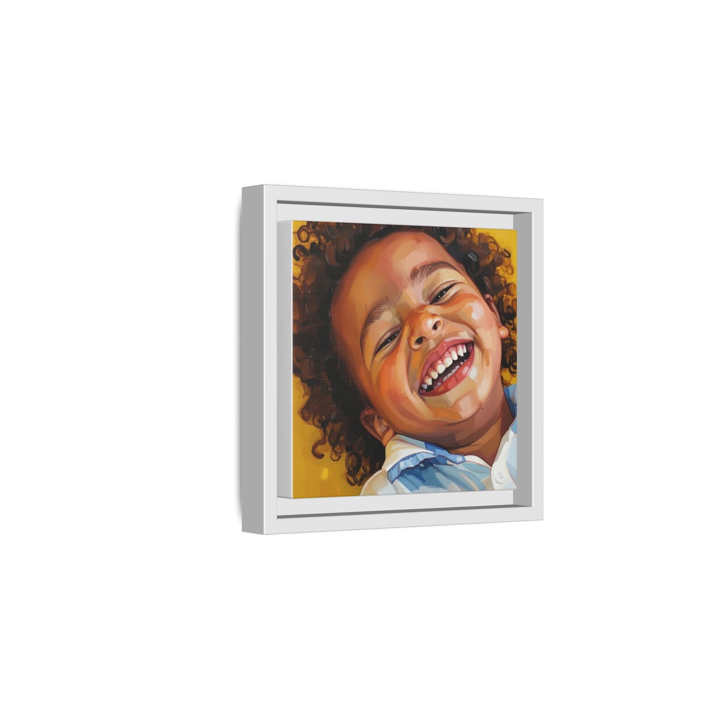 Framed Matte Canvas Print – Joyful Child Portrait, Colorful Nursery Wall Art
