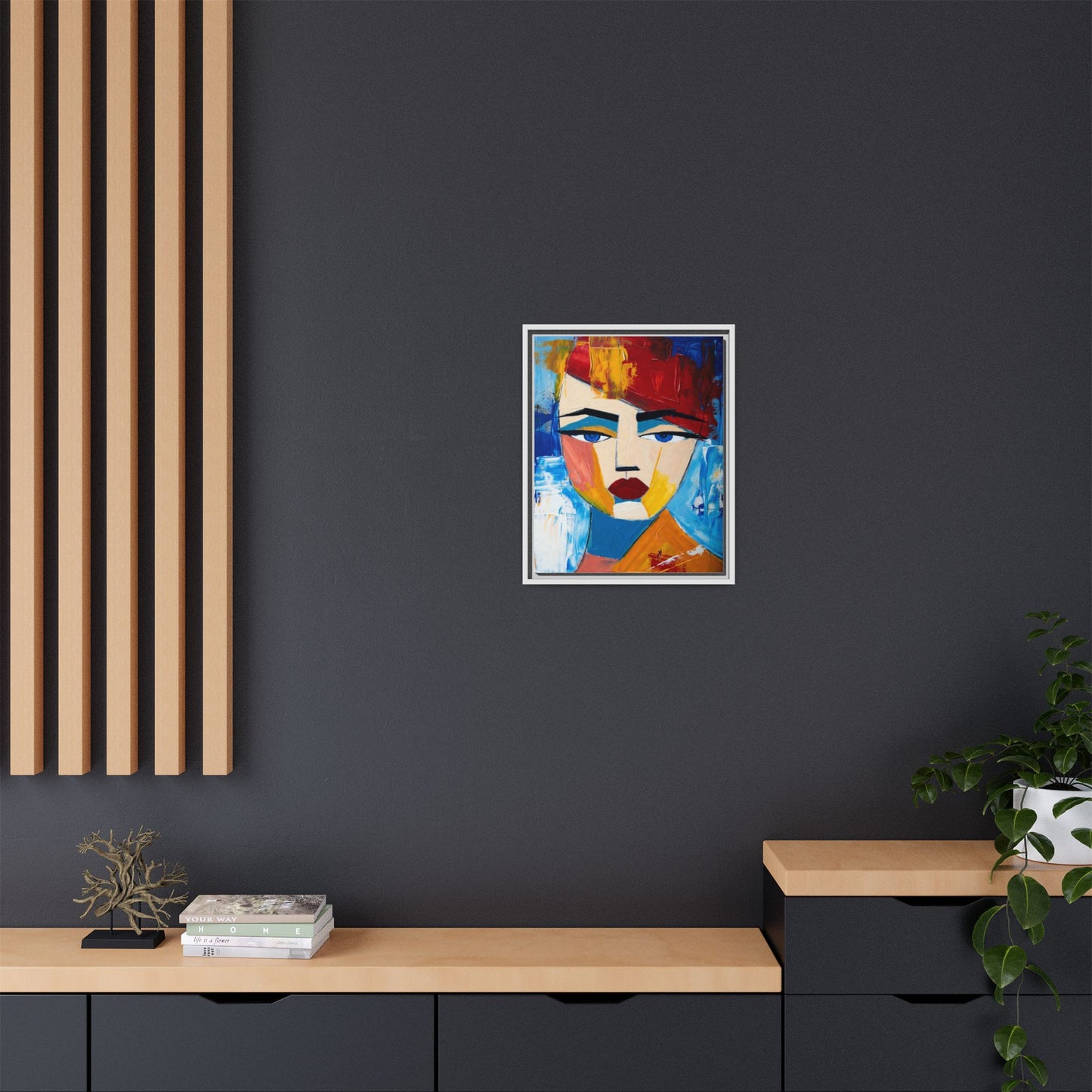 Abstract Colorful Portrait Framed Canvas Art