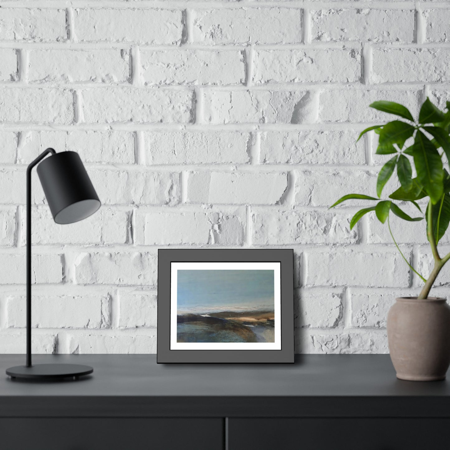 Framed Landscape Poster — Serene Blue Abstract Wall Art