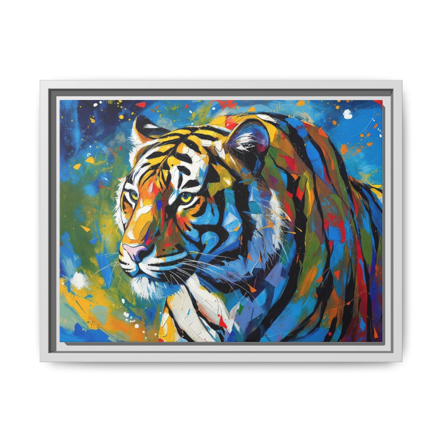 Colorful Tiger Matte Canvas Framed Art — Vibrant Wildlife Wall Decor