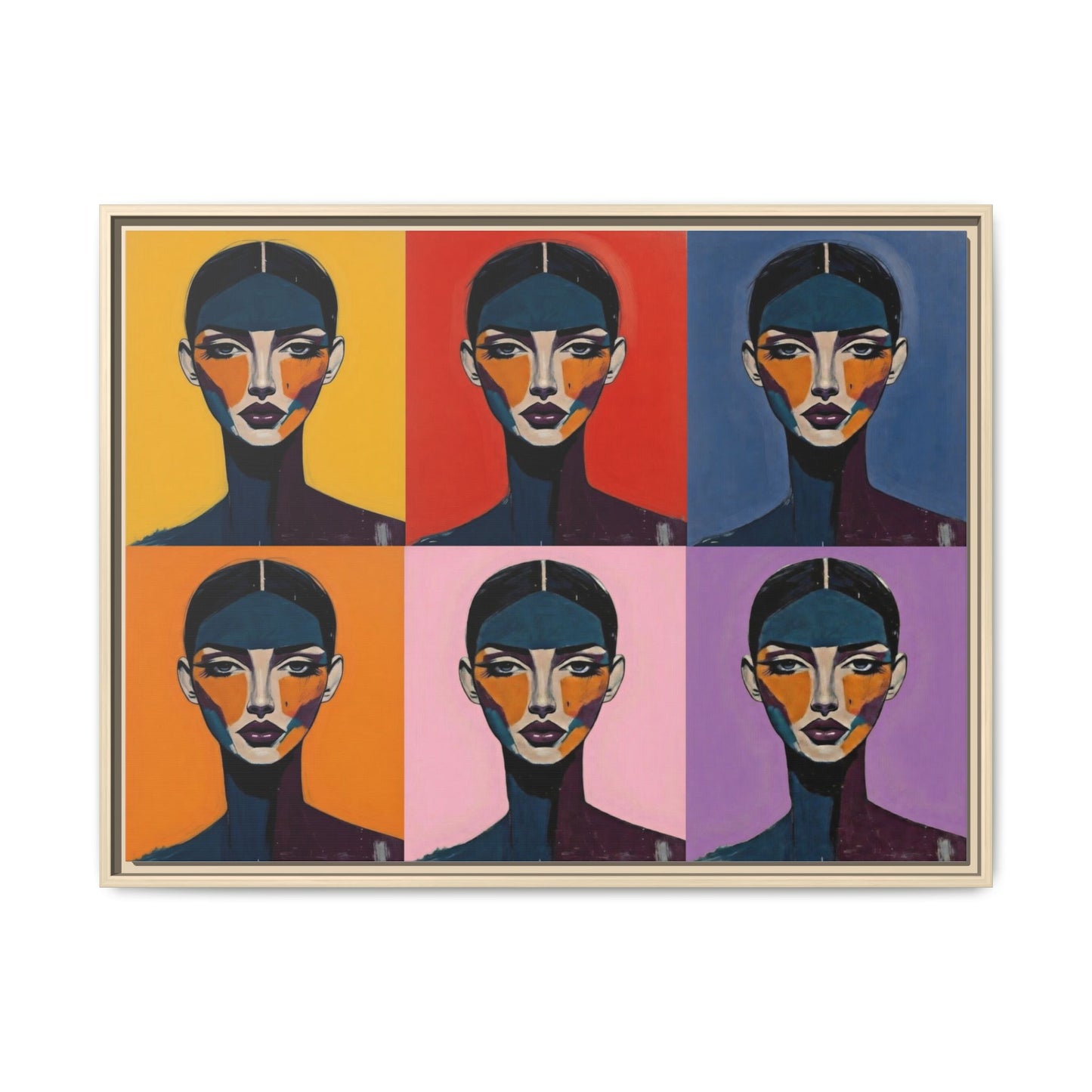 Pop Art Portrait Matte Canvas — Framed Multi-Color Wall Art