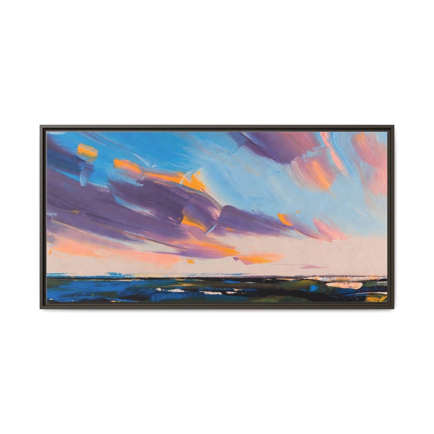 Framed Matte Canvas Abstract Seascape Sunset Art Print