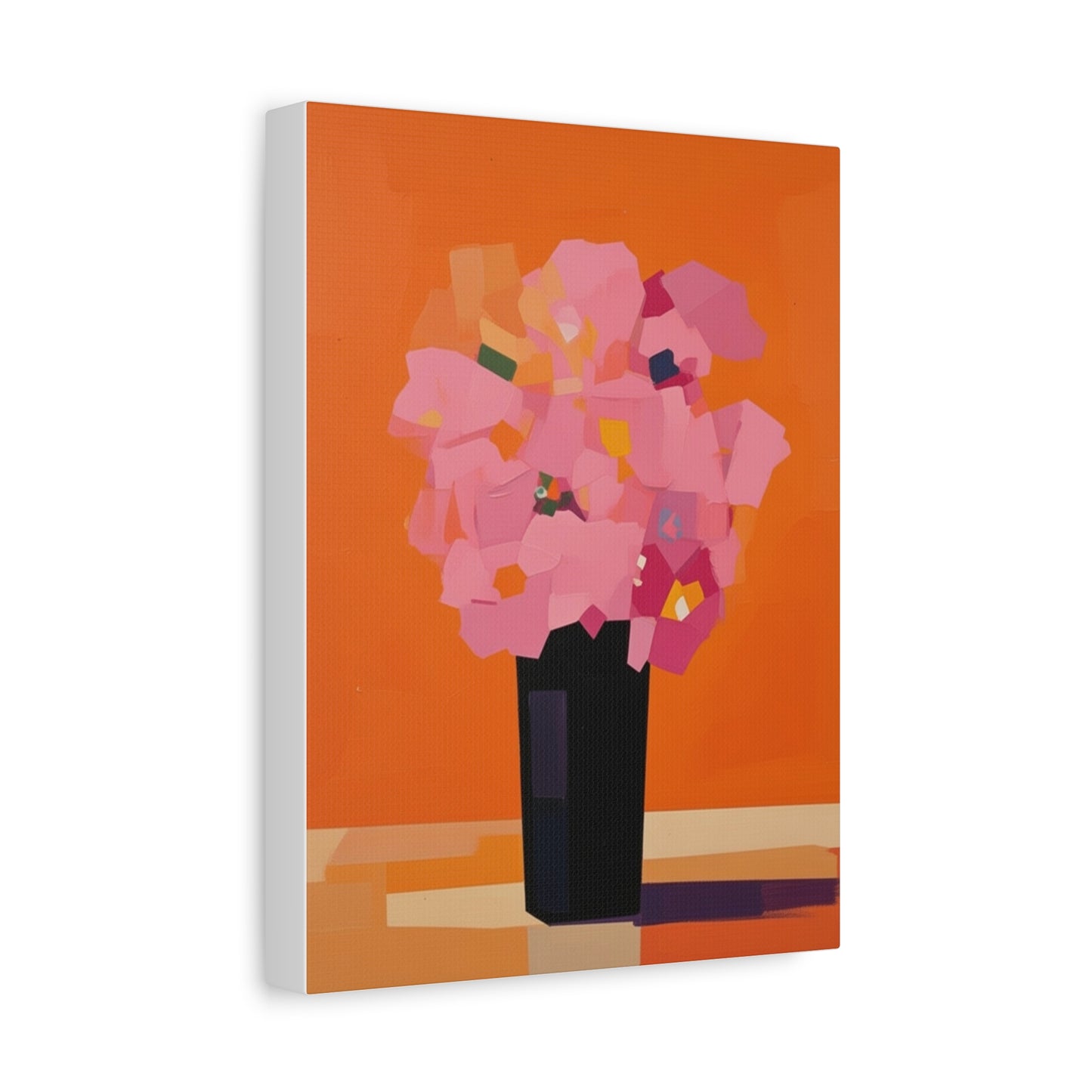 Modern Pink Flowers Canvas Print — Abstract Floral Wall Art
