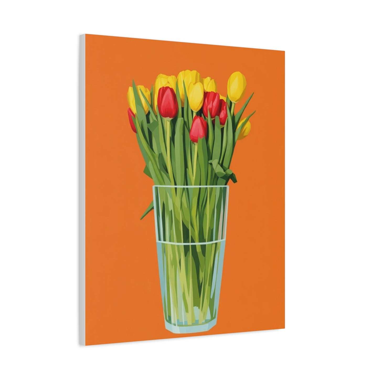 Tulip Bouquet Canvas Wall Art – Glass Vase on Orange