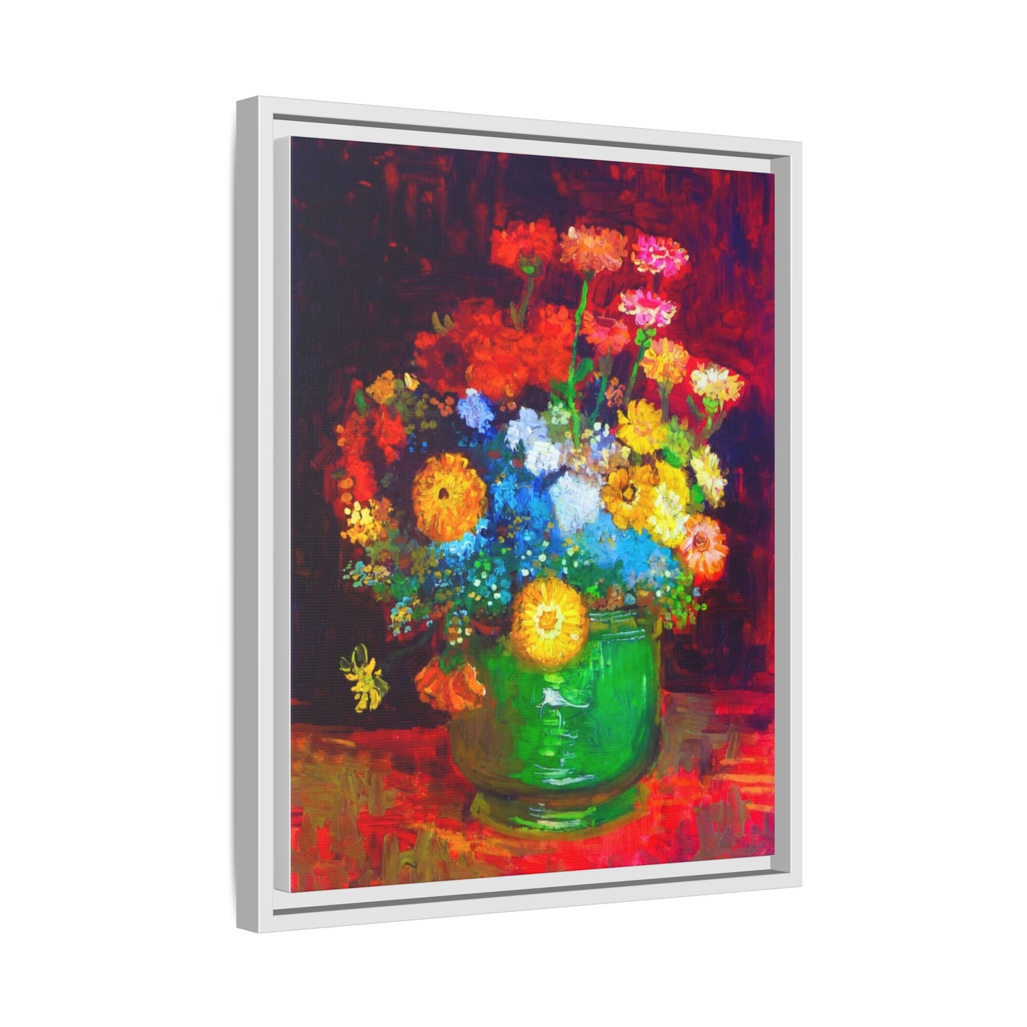 Framed Floral Canvas Print — Colorful Bouquet Wall Art
