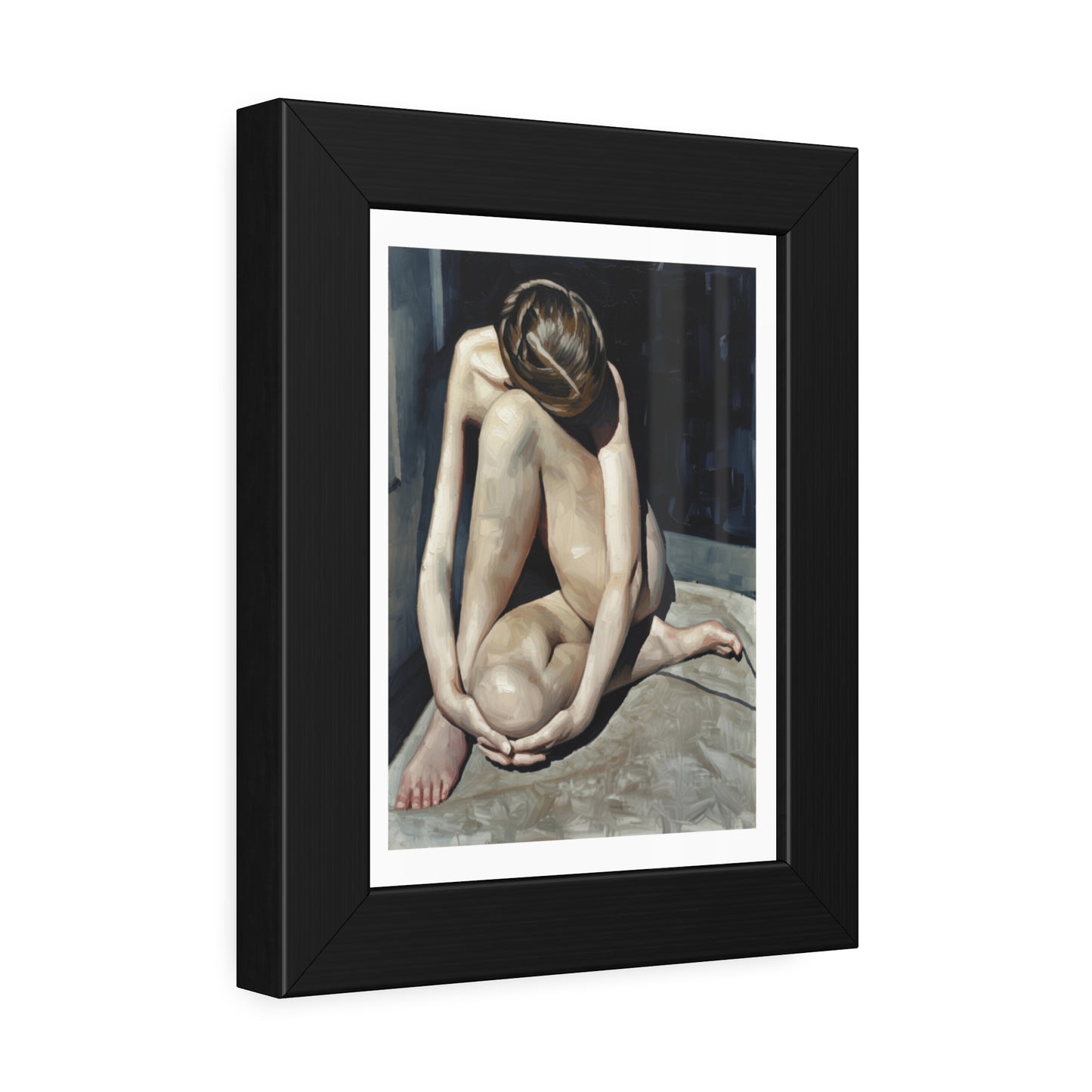 Framed Poster Contemplative Nude Figurative Art Print