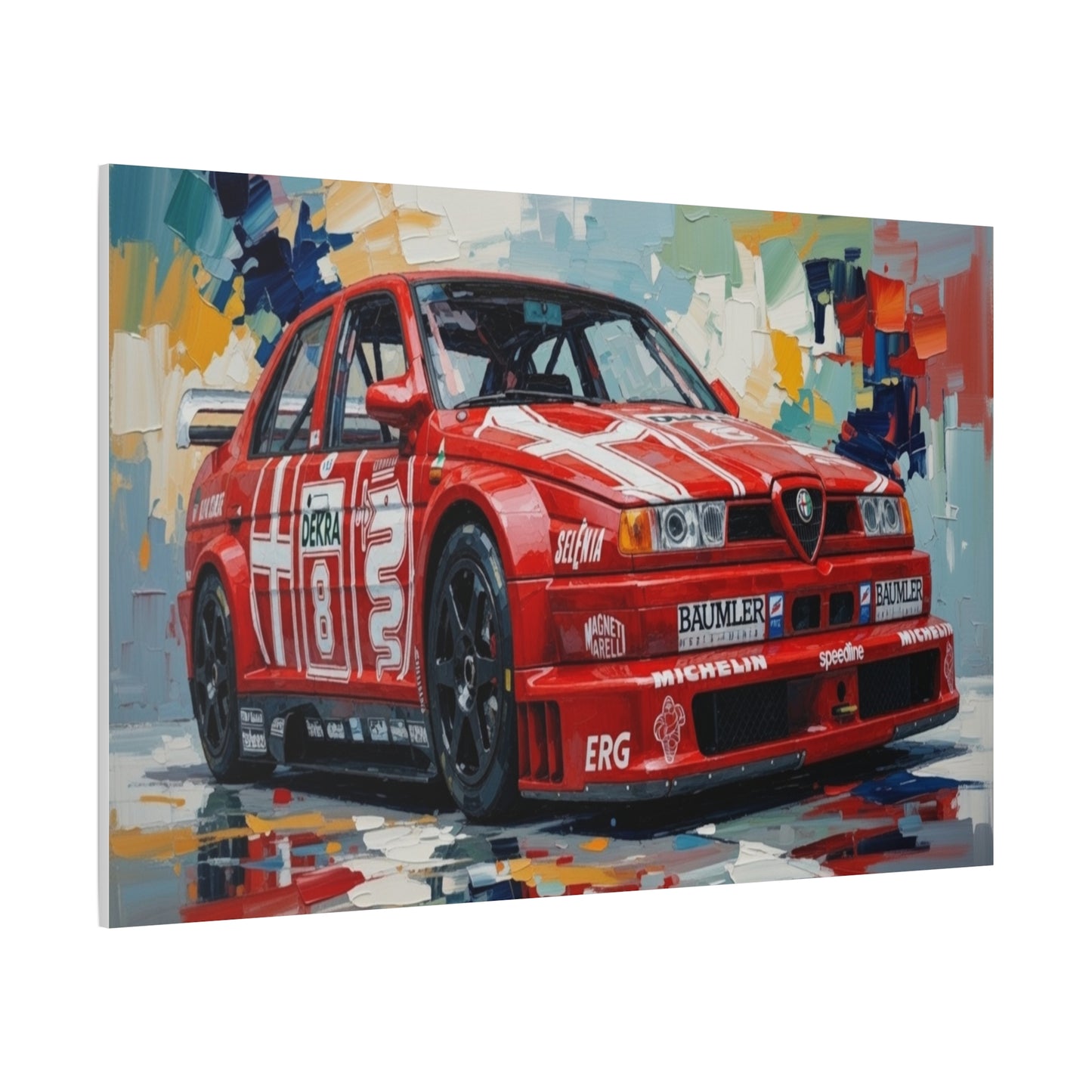 Racing Alfa Romeo Canvas Print — Red Race Car Stretched Wall Art