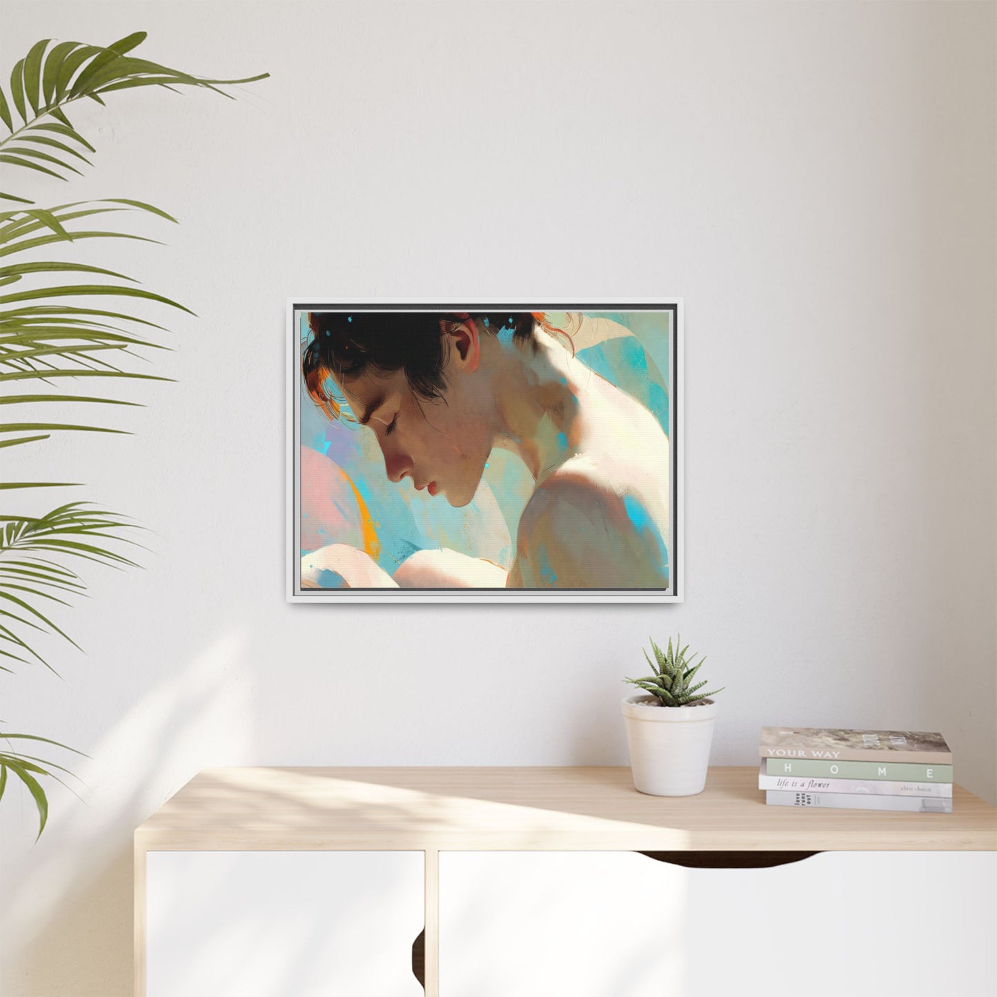 Framed Matte Canvas Print — Dreamy Portrait Art (Multi‑Color)