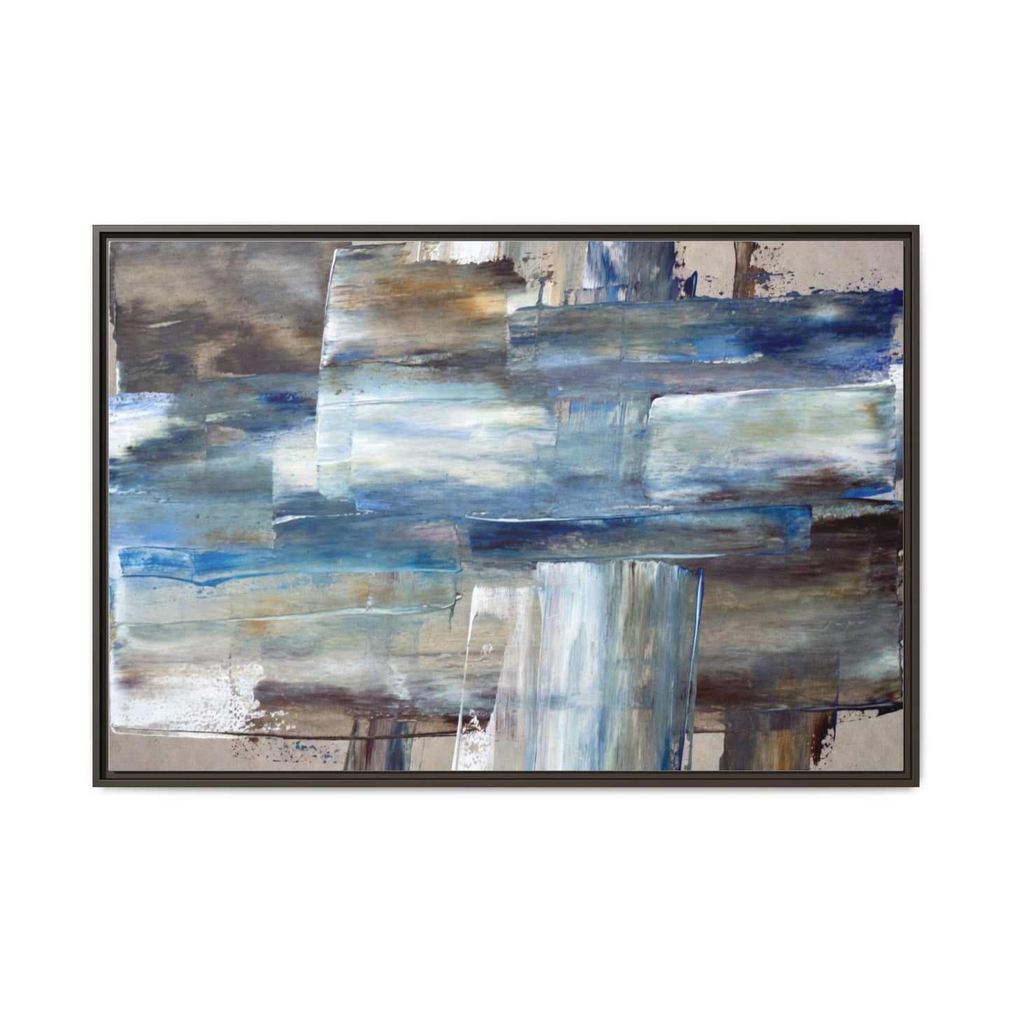 Abstract Blue Coastal Matte Canvas Framed Wall Art