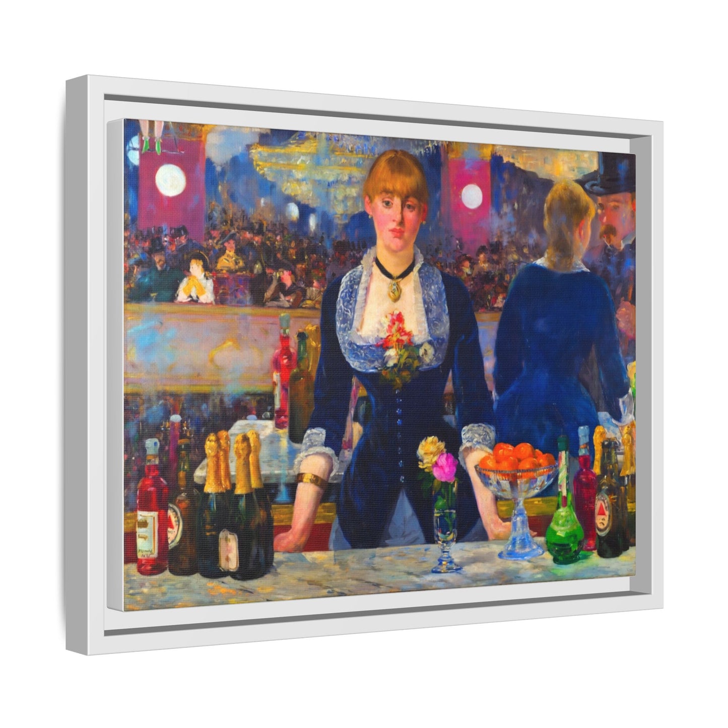 Framed Matte Canvas Print — Vintage Parisian Bar Scene