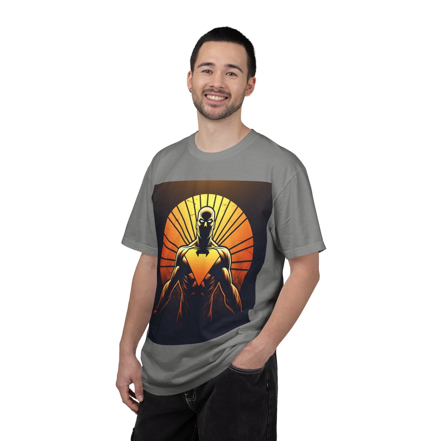 Superhero Sunrise T-Shirt — Bold Chest Emblem Graphic