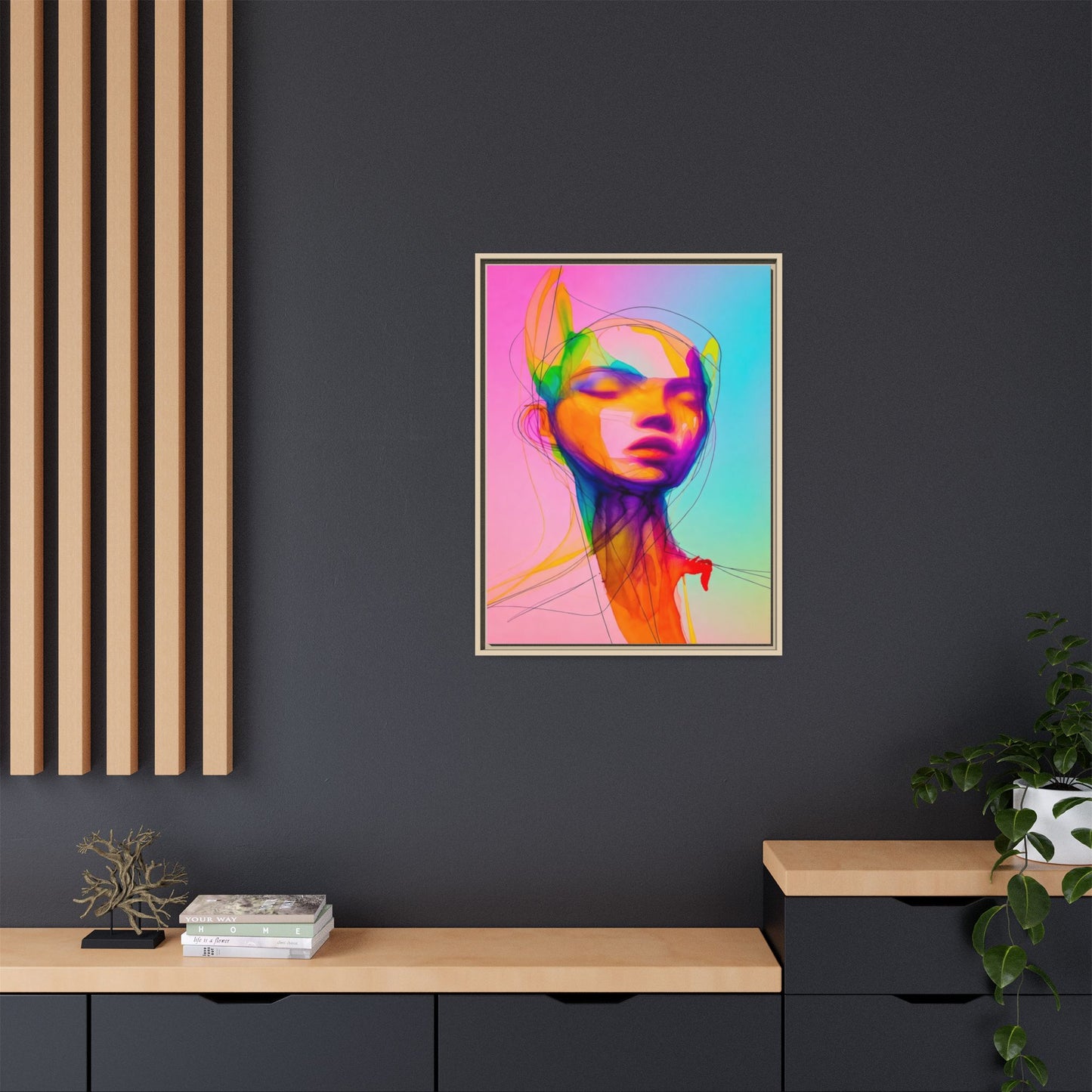 Framed Matte Canvas Art — Vibrant Abstract Portrait Wall Print