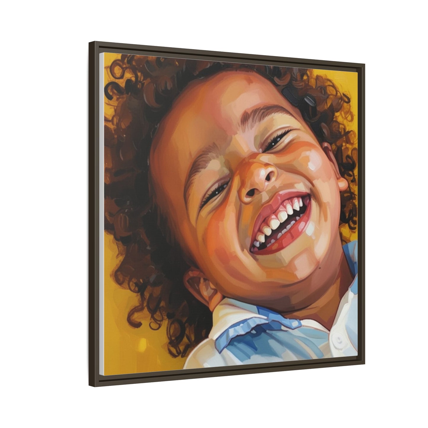 Framed Matte Canvas Print – Joyful Child Portrait, Colorful Nursery Wall Art