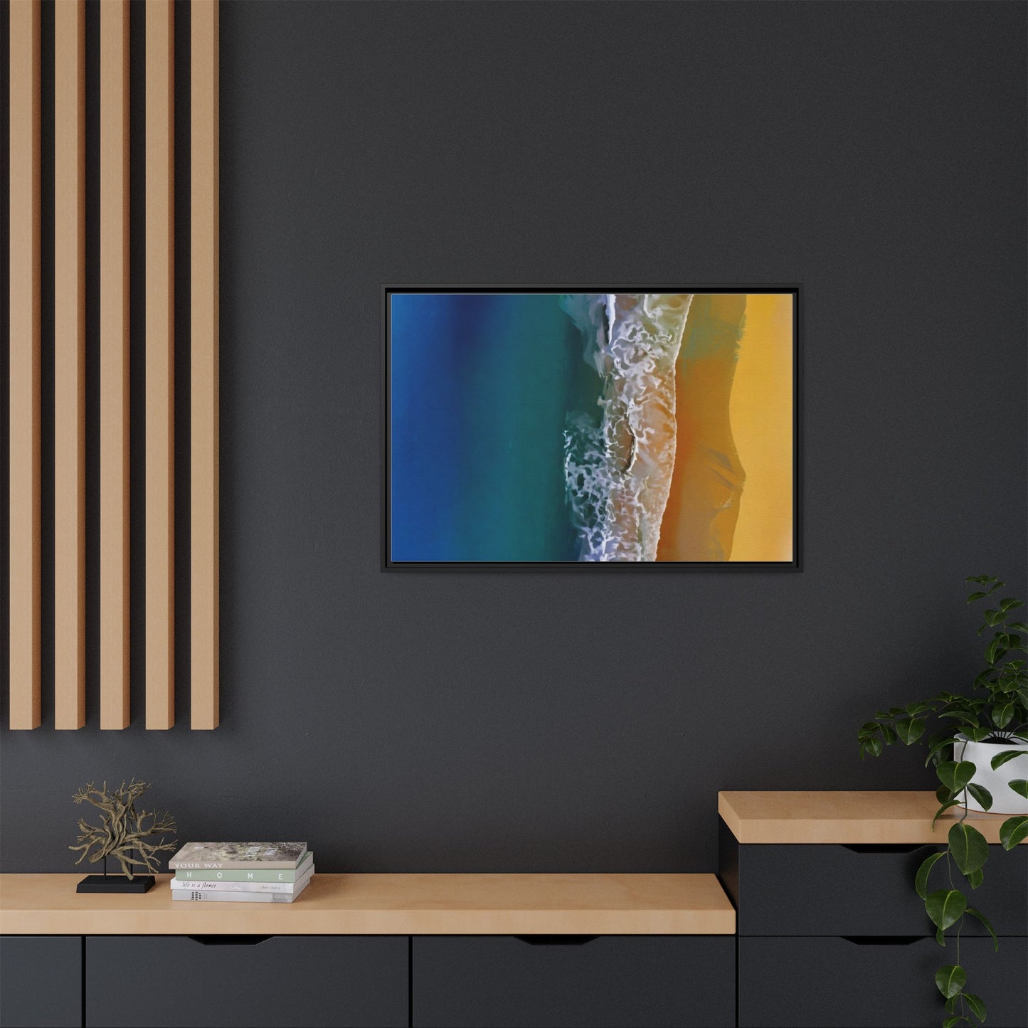 Framed Matte Canvas Seascape Print – Coastal Waves Wall Art