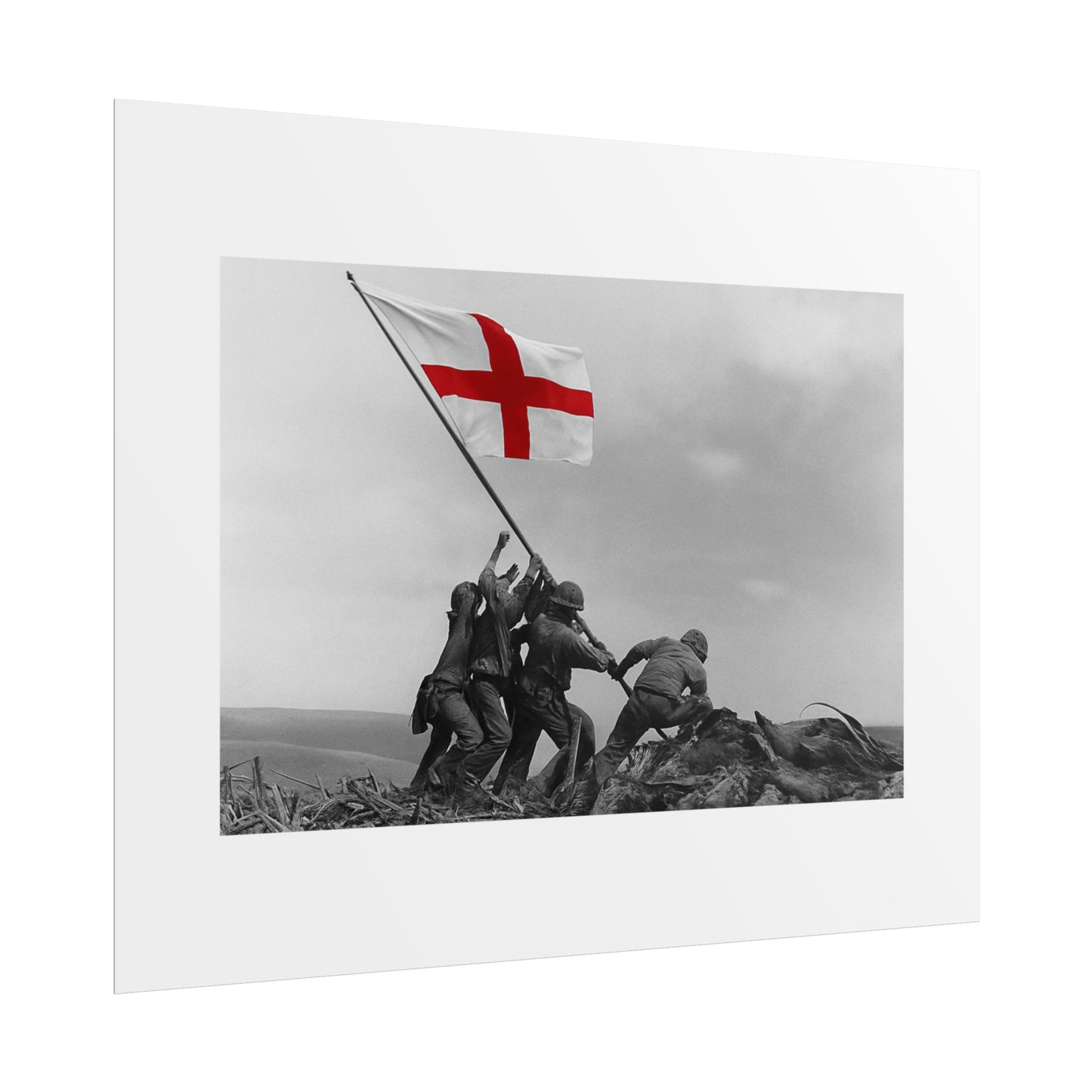 Raising the St George  by Unknown attributed to Joe Rosenthal Wall Art Print
