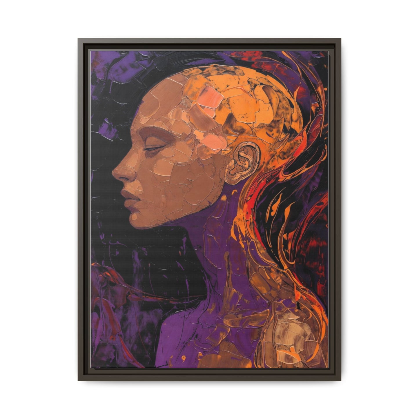 Abstract Profile Portrait Matte Framed Canvas — Multicolor Feminine Art Print