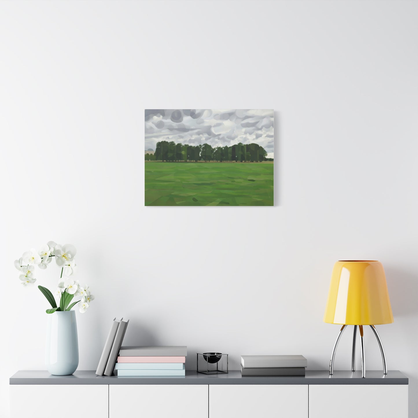 Green Field Landscape Canvas Print — Tranquil Park Scene Matte Stretched Canvas
