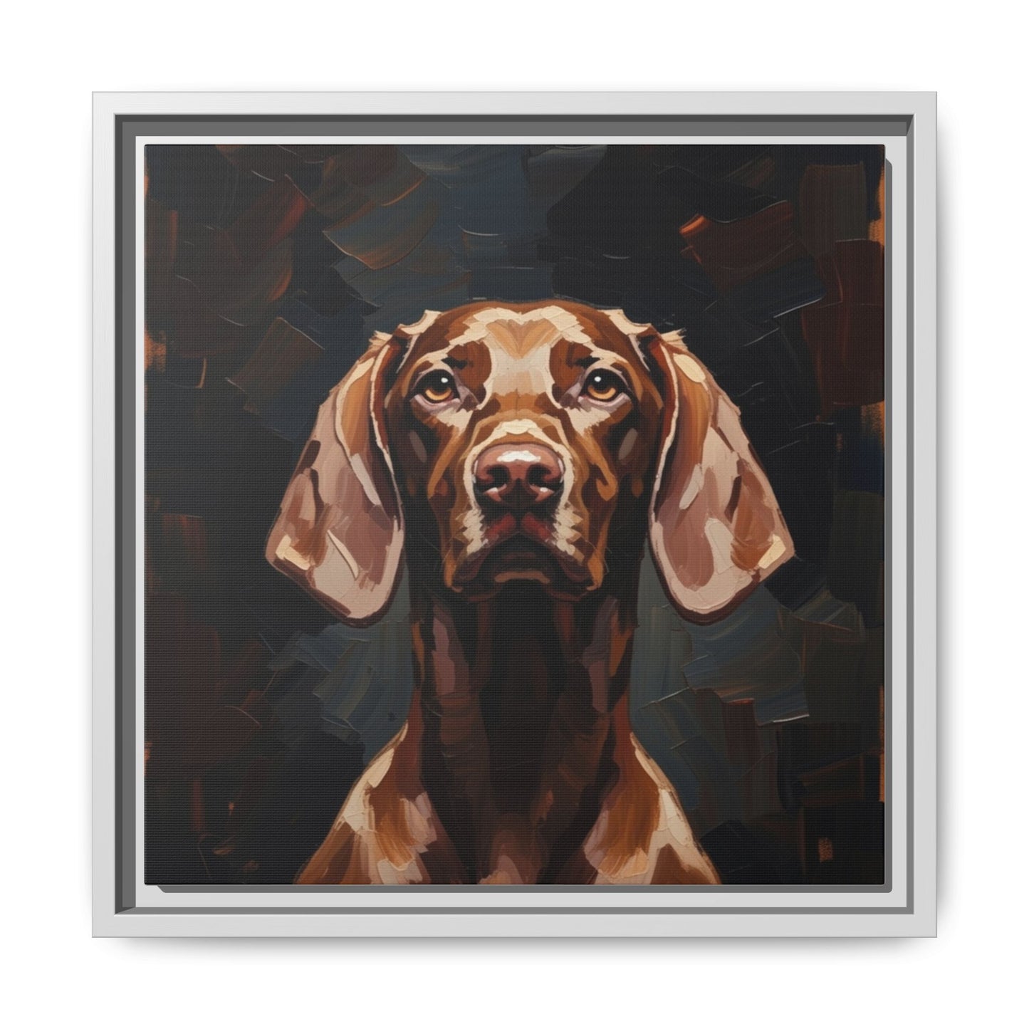 Framed Matte Canvas Dog Portrait – Brown Vizsla Wall Art