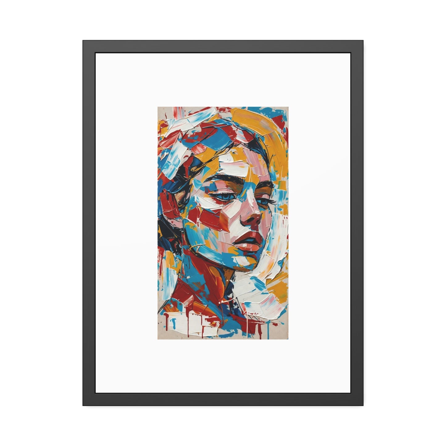 Abstract Colorful Portrait Framed Paper Poster – Modern Art Print for Home & Office
