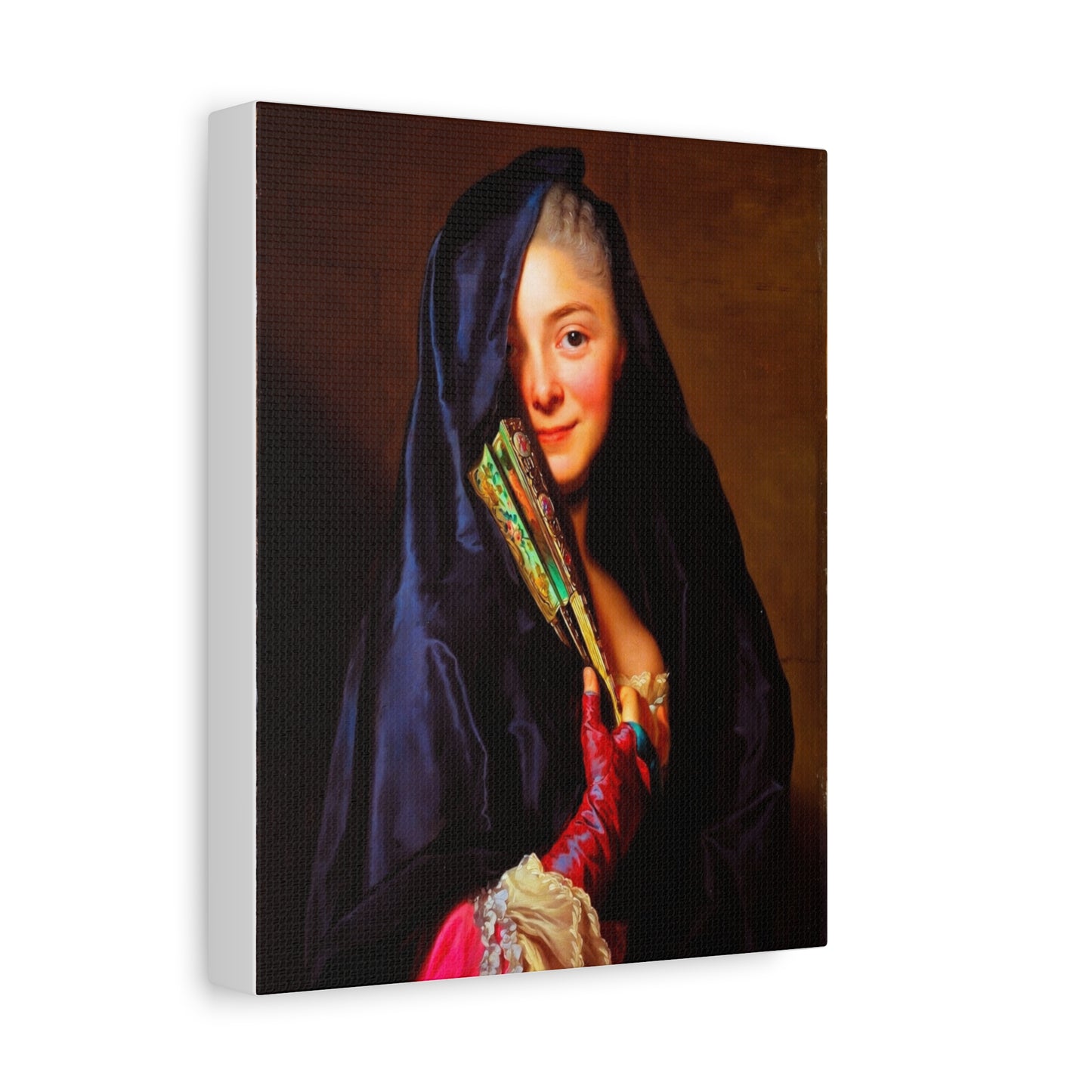 Vintage Portrait Canvas Print — Elegant Lady with Fan Matte Stretched Wall Art