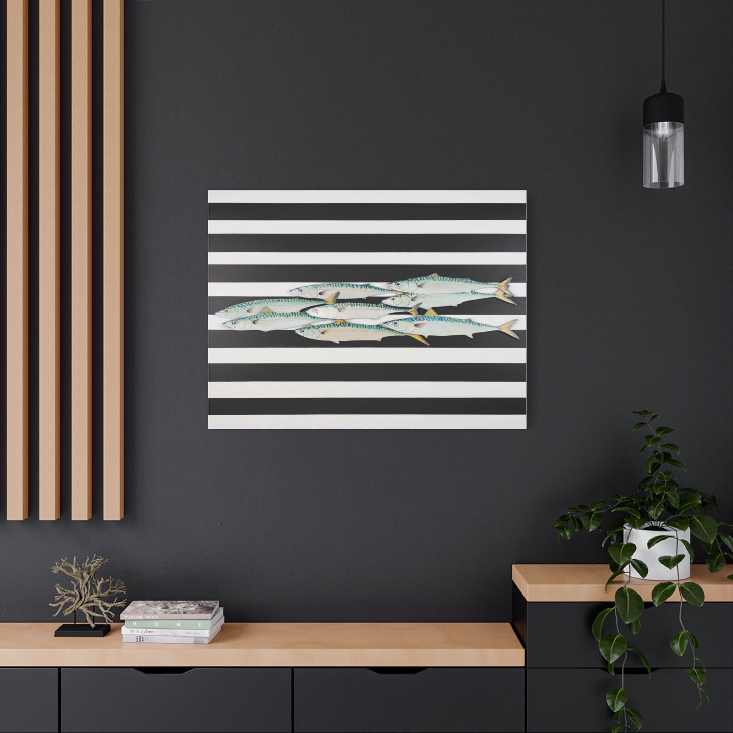 Striped Mackerel School Matte Canvas Print