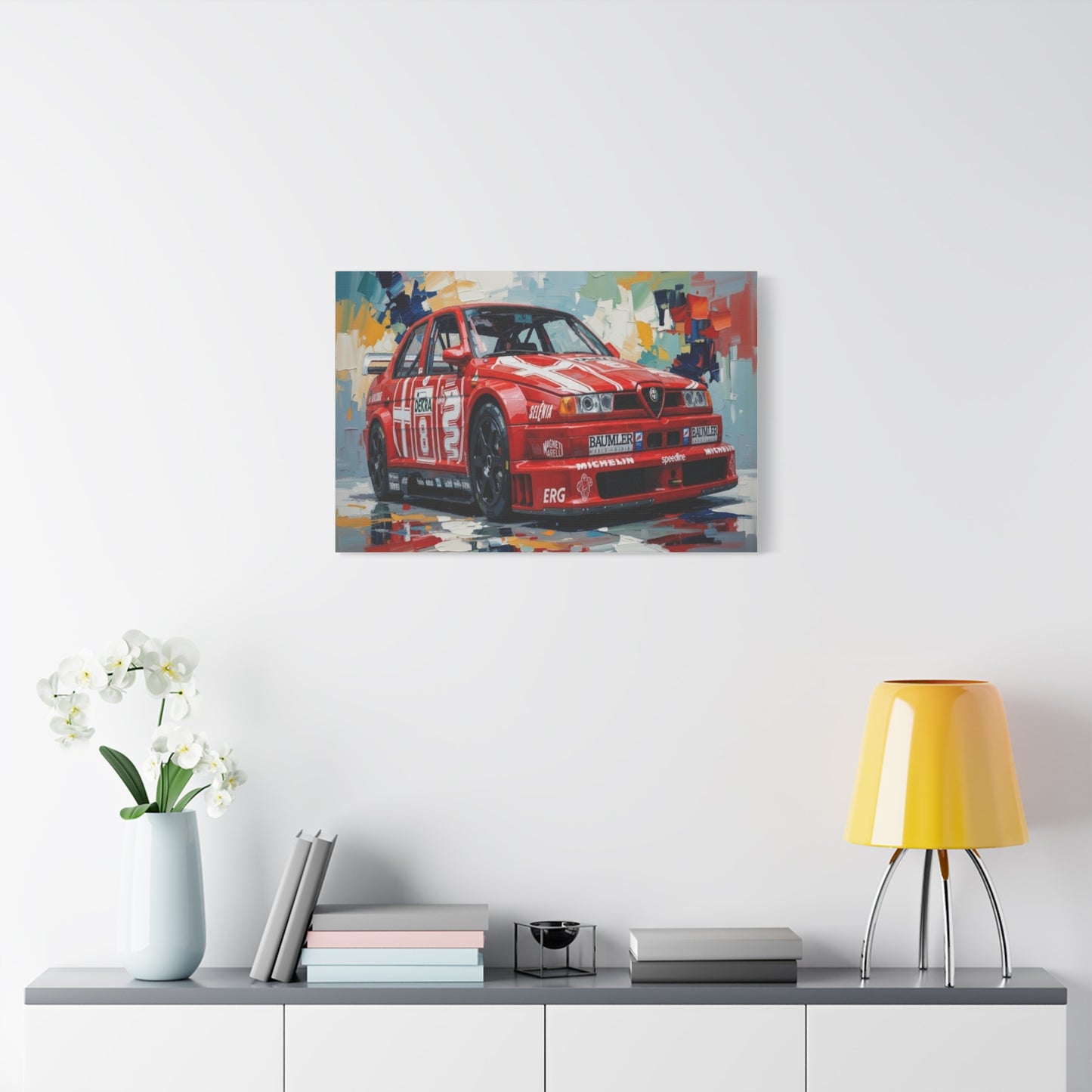 Racing Alfa Romeo Canvas Print — Red Race Car Stretched Wall Art