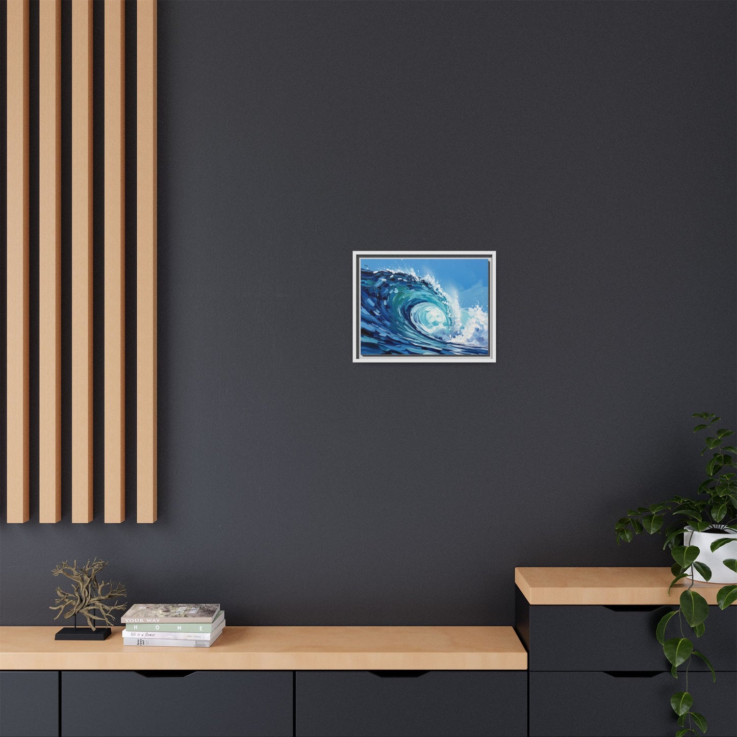 Framed Matte Canvas Wave Art — Blue Ocean Surf Wall Decor