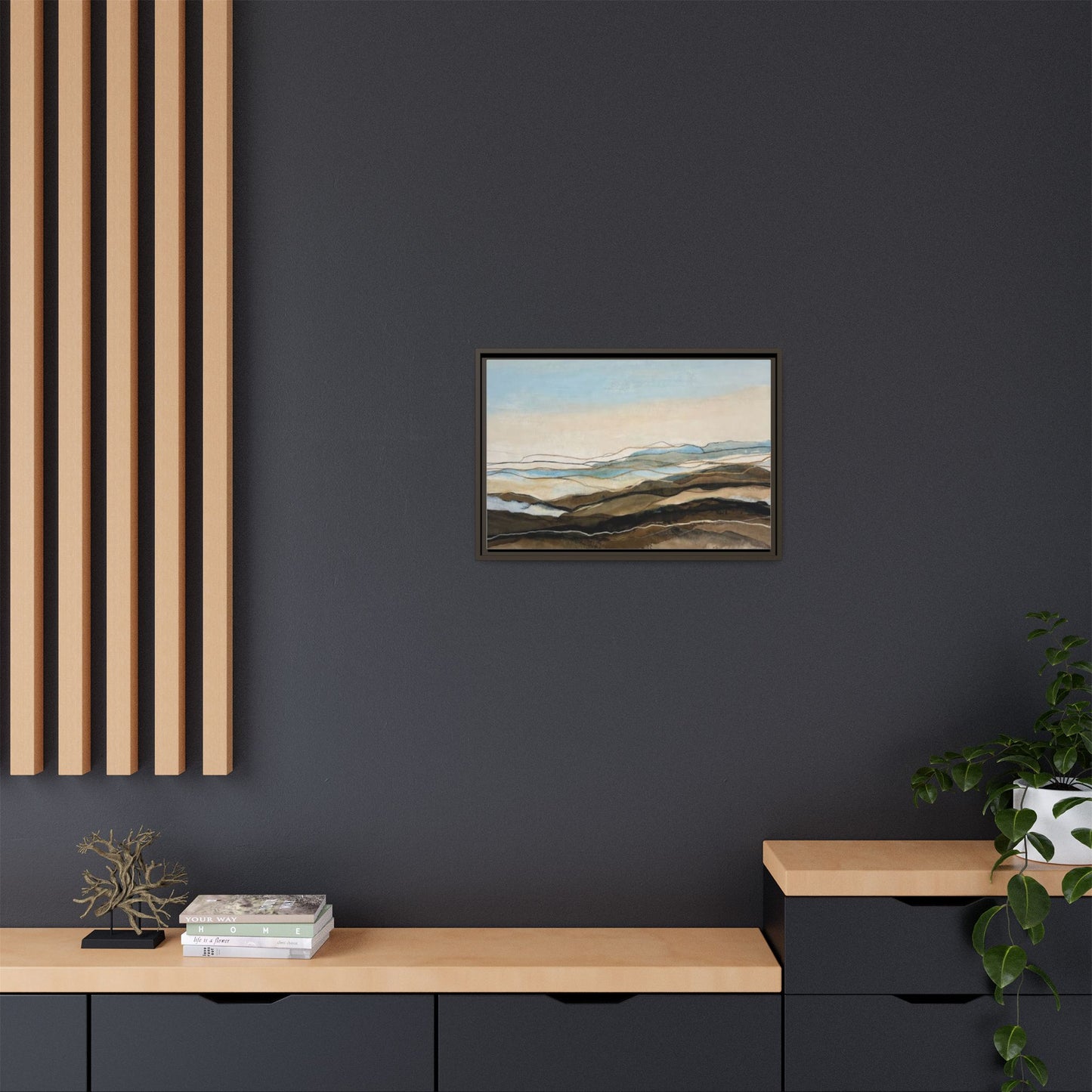 Framed Matte Canvas Print — Abstract Coastal Landscape Wall Art