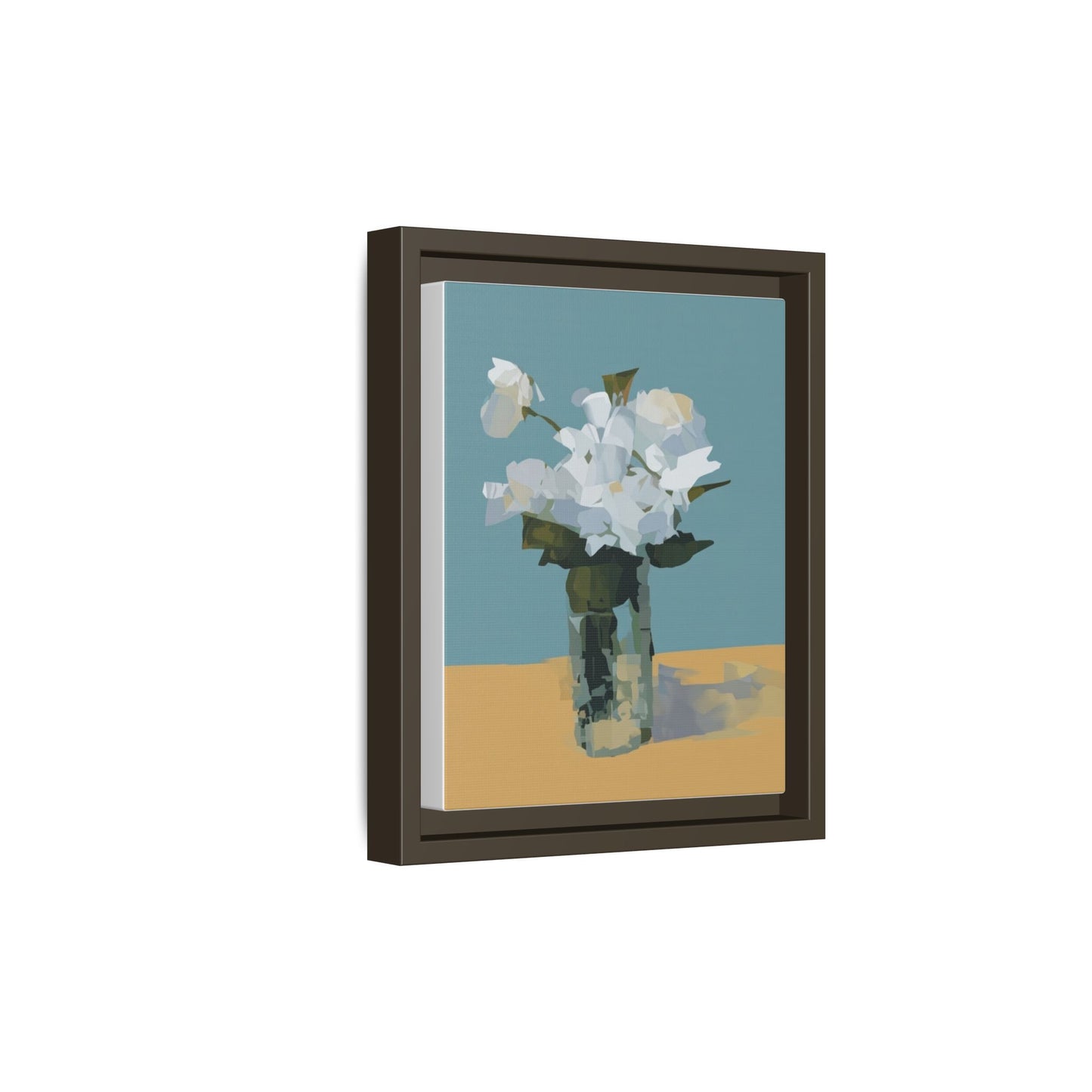 Framed Floral Still Life Canvas Art — Modern White Bouquet Wall Art