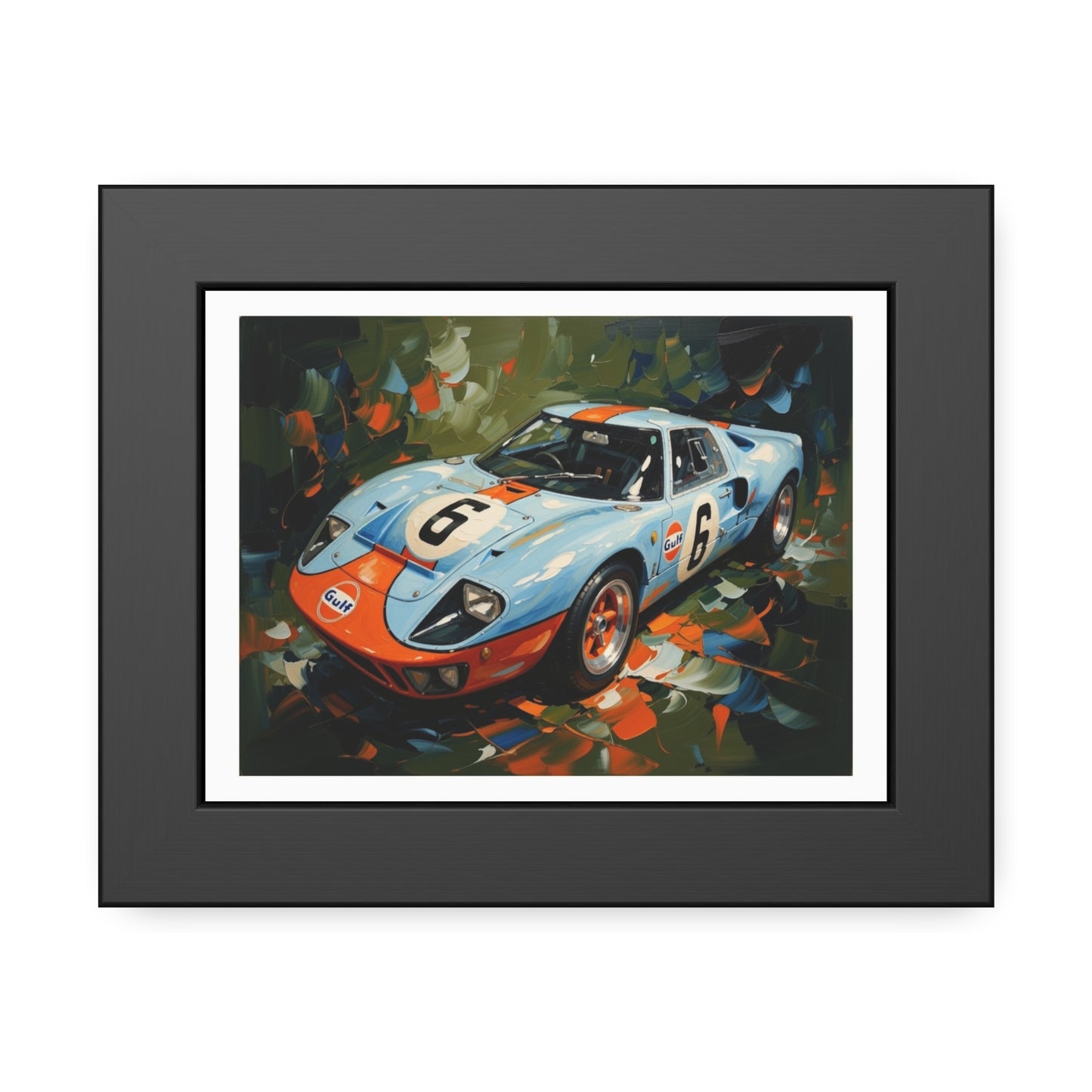 Framed Racing Car Poster — Vintage Gulf GT40 Print