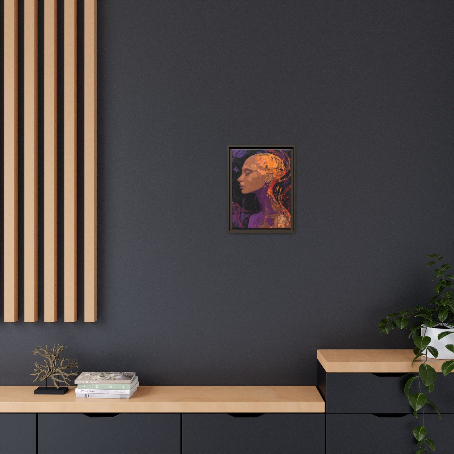 Abstract Profile Portrait Matte Framed Canvas — Multicolor Feminine Art Print