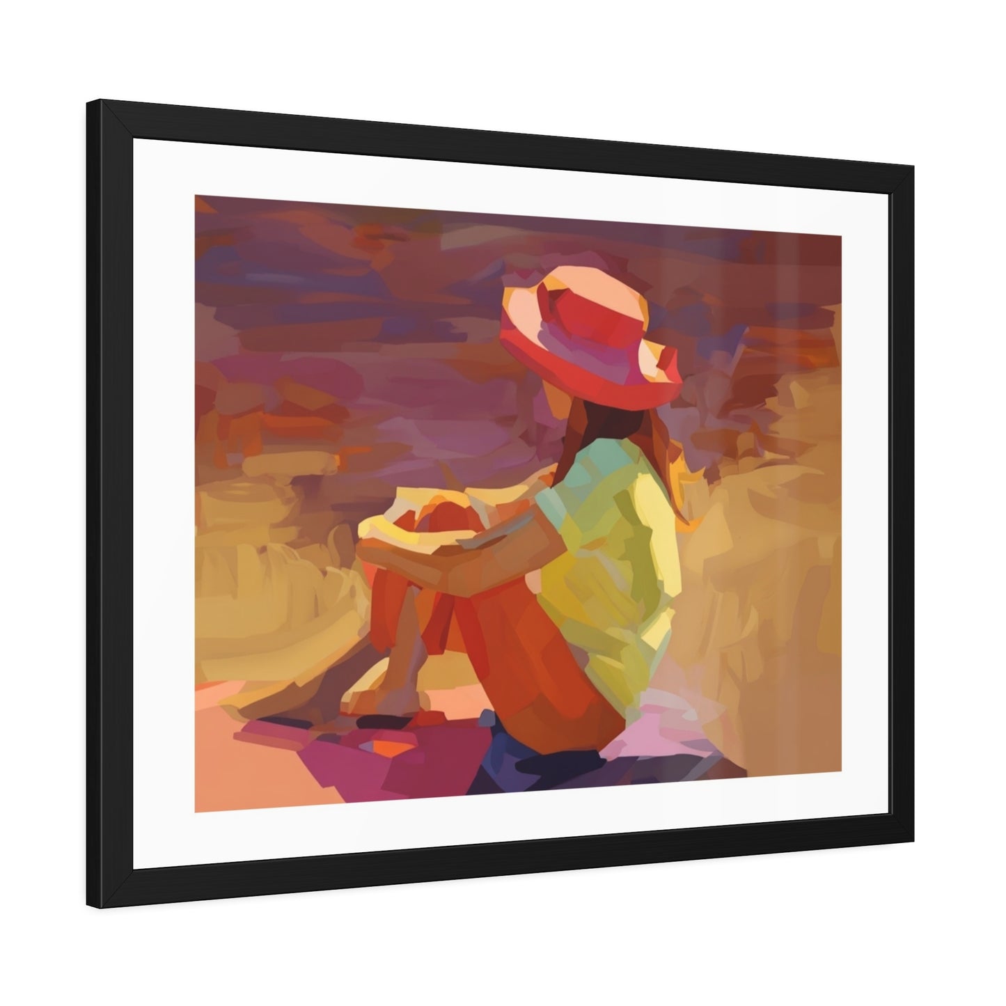 Framed Poster — Vibrant Coastal Girl Illustration, Summer Beach Wall Art