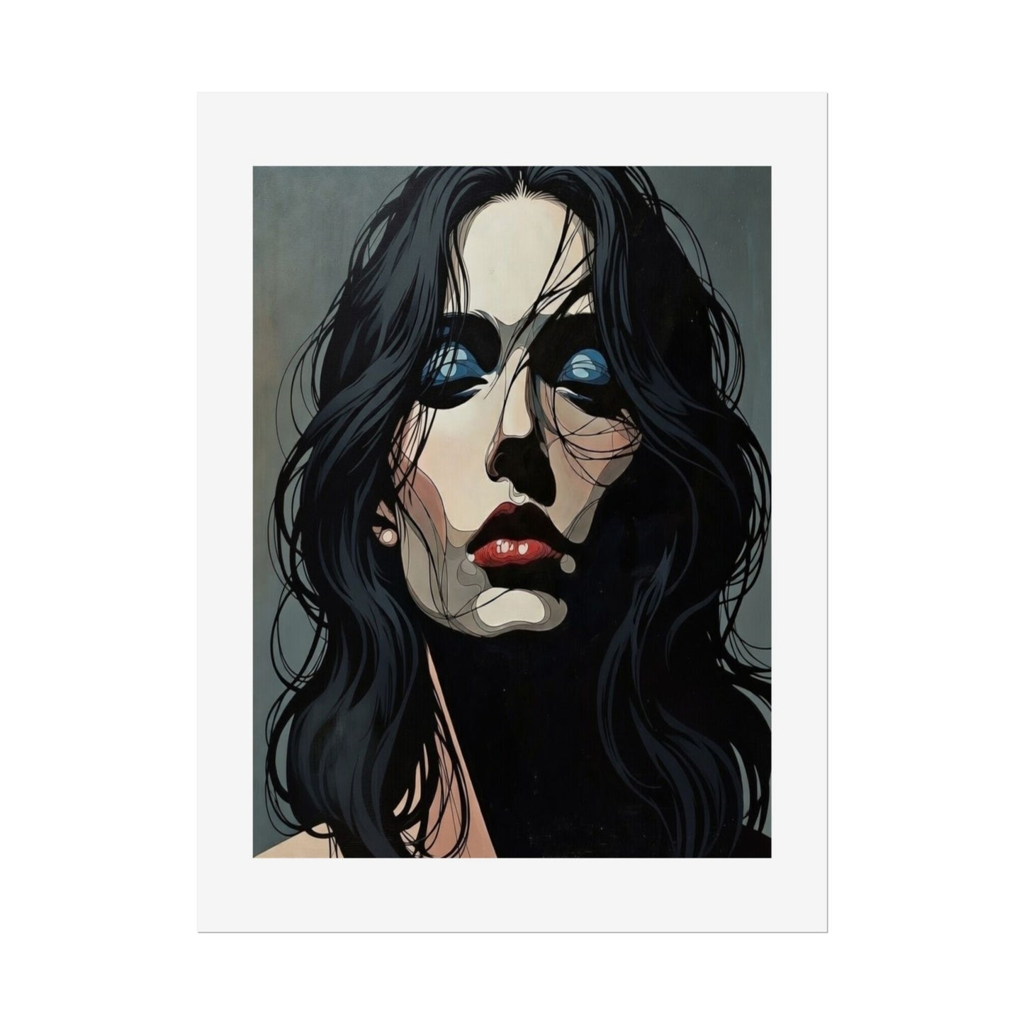 Rolled Poster — Moody Portrait Art Print (Dark Femme, Blue Eyeshadow)