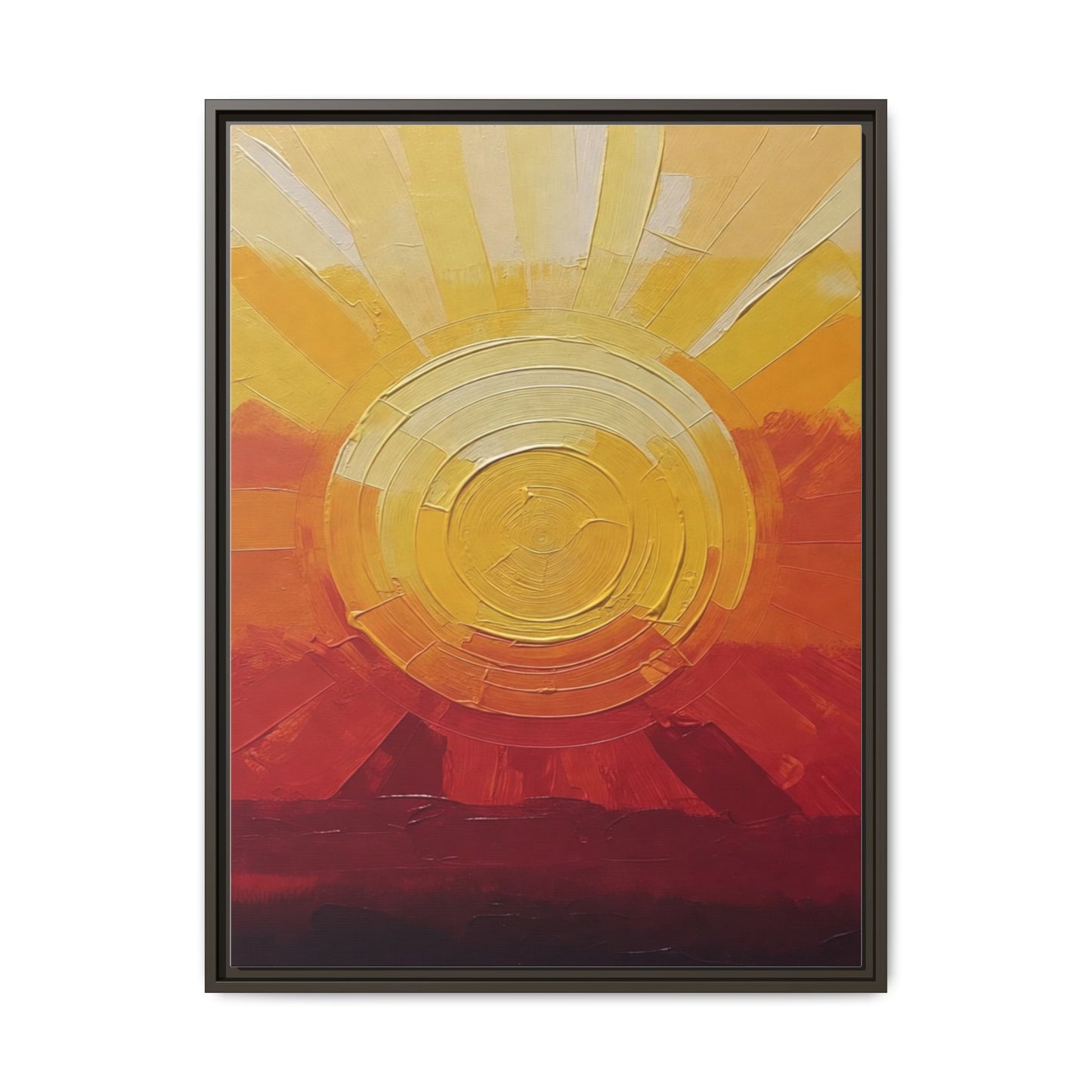 Sunburst Abstract Framed Canvas Art — Matte Multi‑Color Wall Print