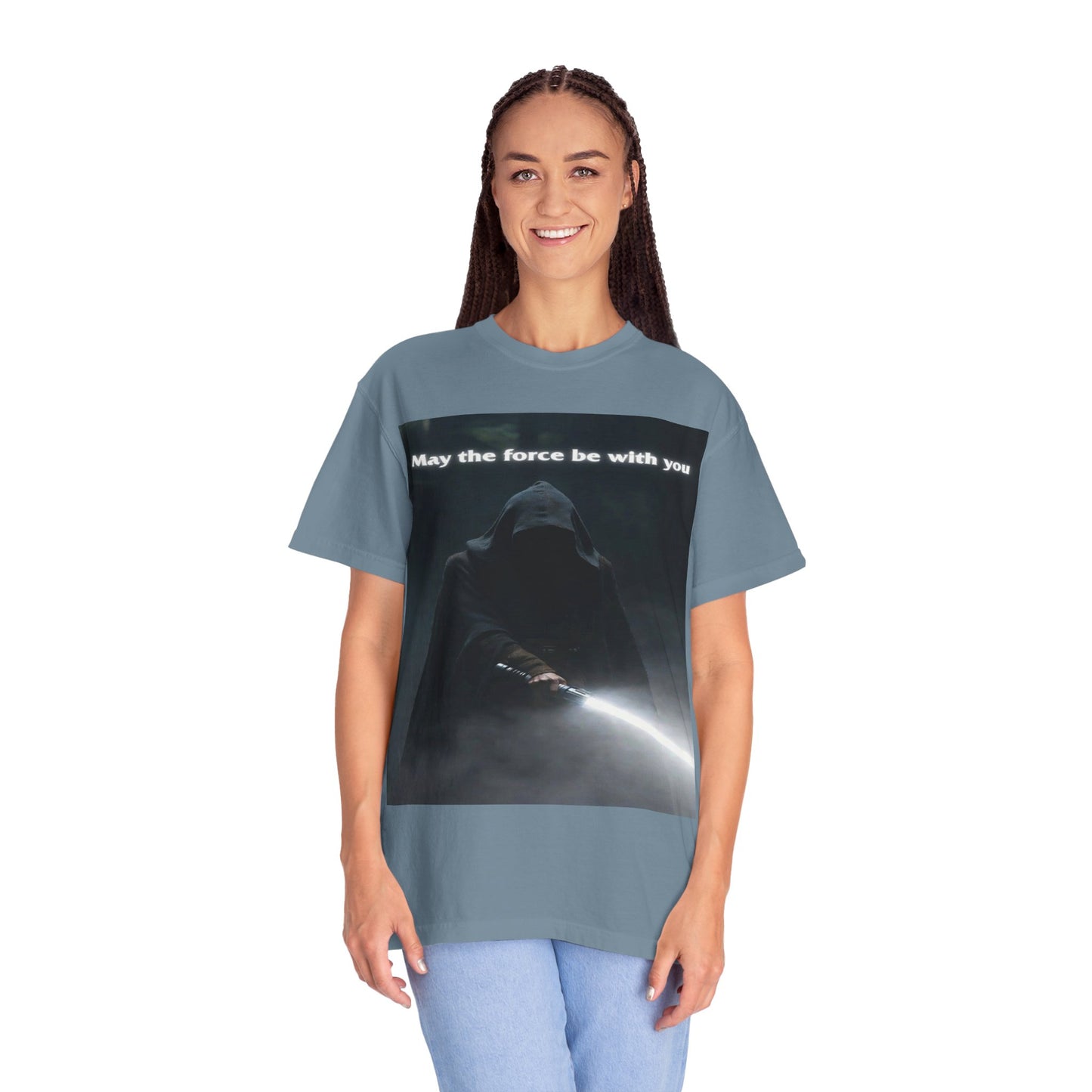 May the Force Be With You T-Shirt — Dark Hooded Lightsaber Graphic Tee