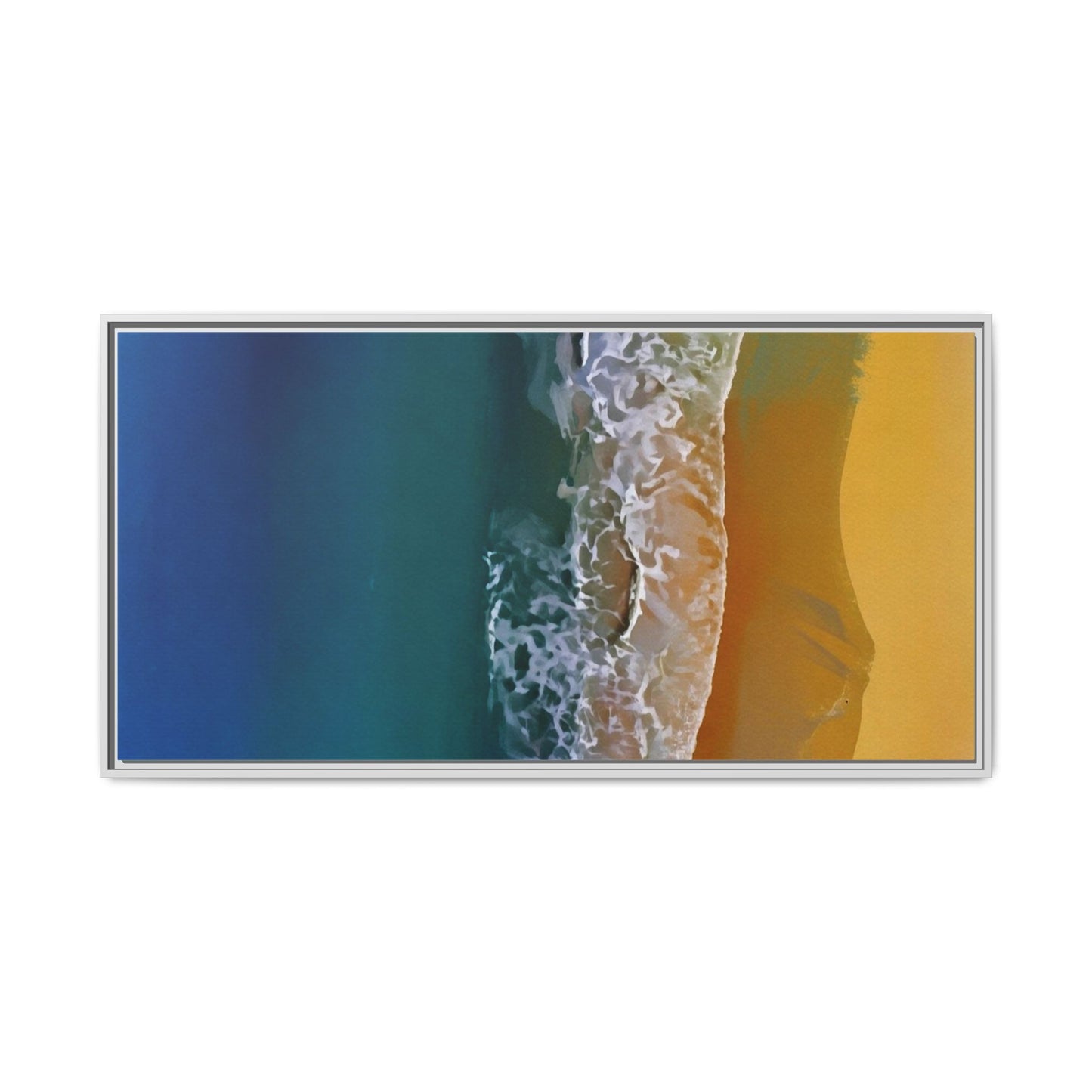 Framed Matte Canvas Seascape Print – Coastal Waves Wall Art